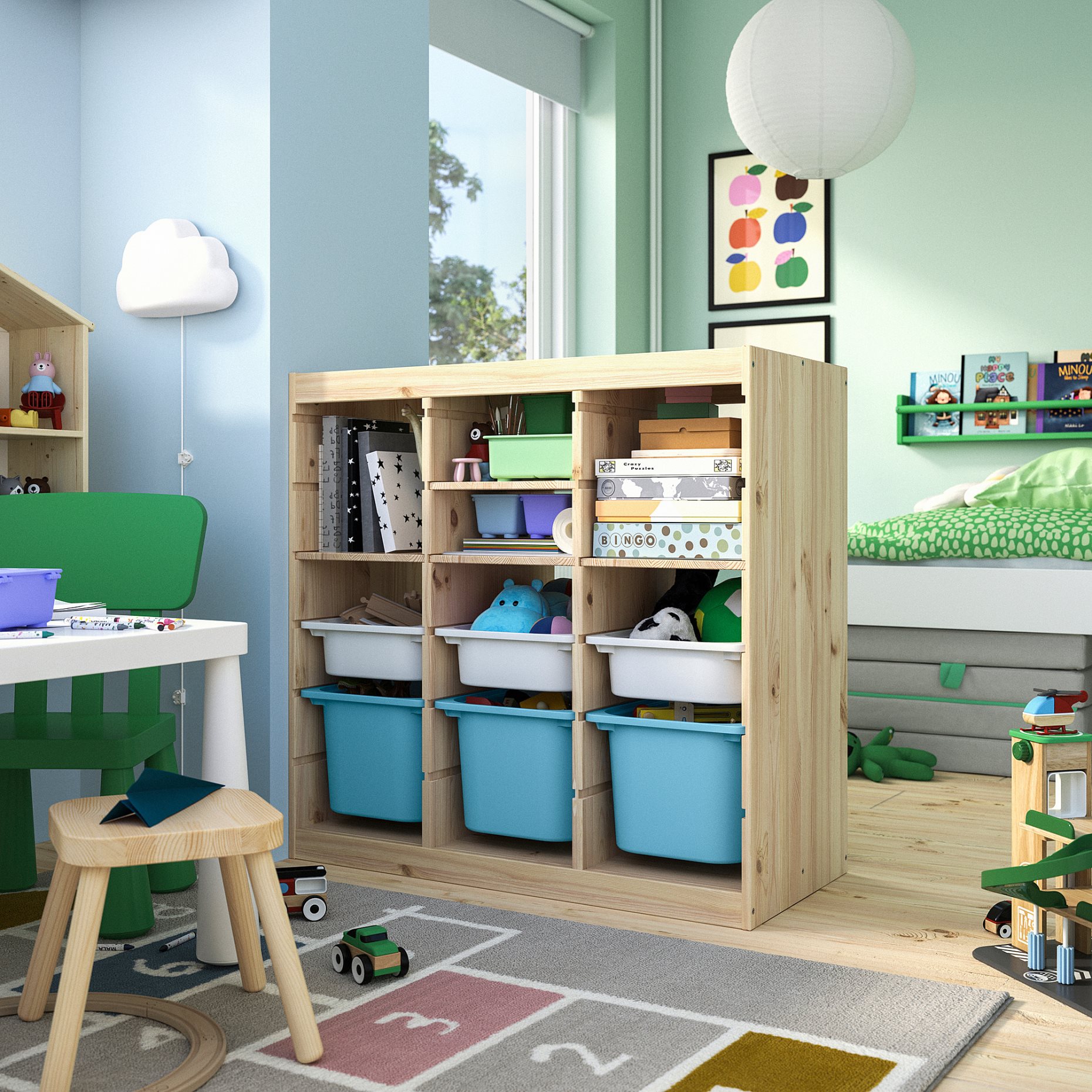 TROFAST, storage combination room divider with shelves and boxes, 93x44x91 cm, 796.125.73
