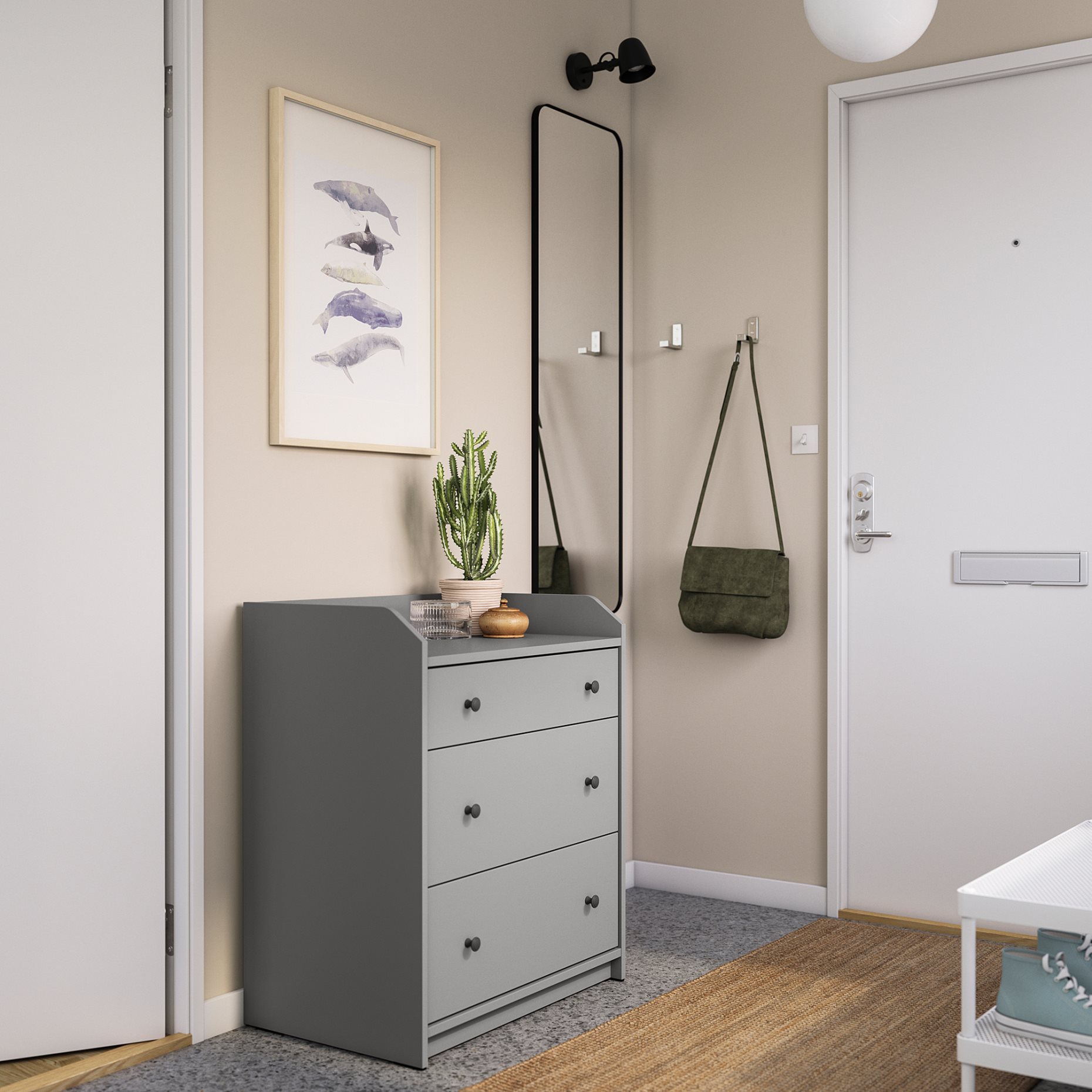 HAUGA, chest of 3 drawers, 70x46x84 cm, 805.815.18