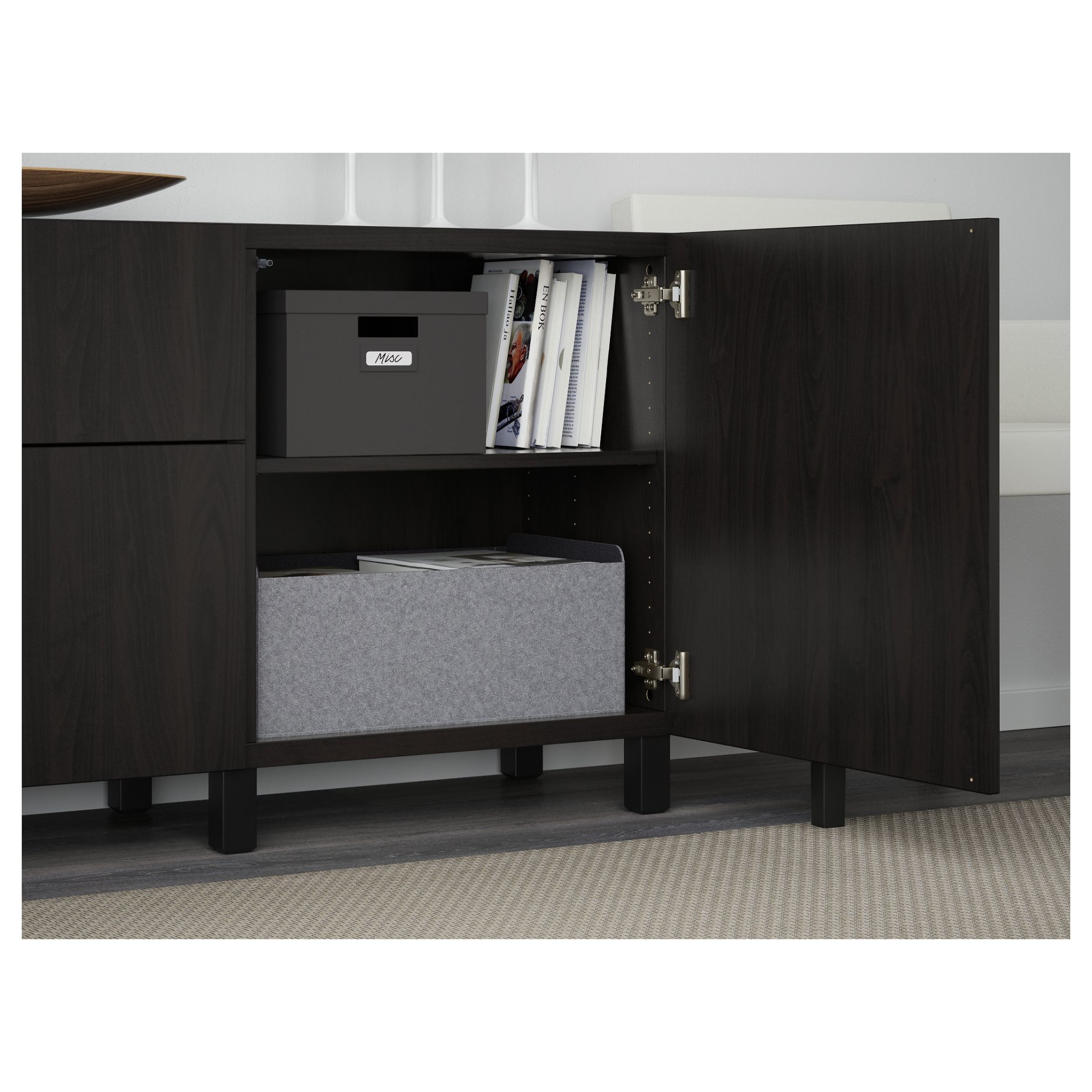 BESTÅ, storage combination with drawers soft-closing, 180x42x74 cm, 891.956.31
