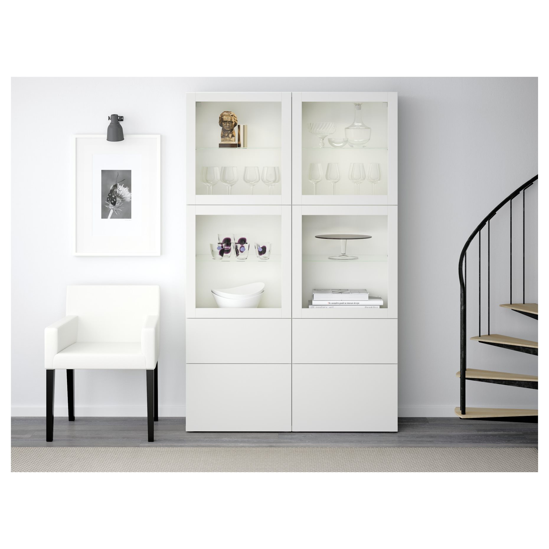BESTÅ, storage combination with glass doors, 120x40x192 cm, 891.960.13
