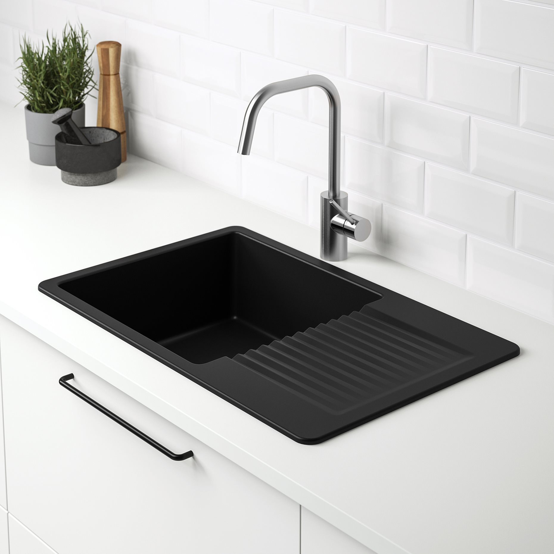 KILSVIKEN, inset sink 1 bowl with drainboard, 72x46 cm, 893.370.27