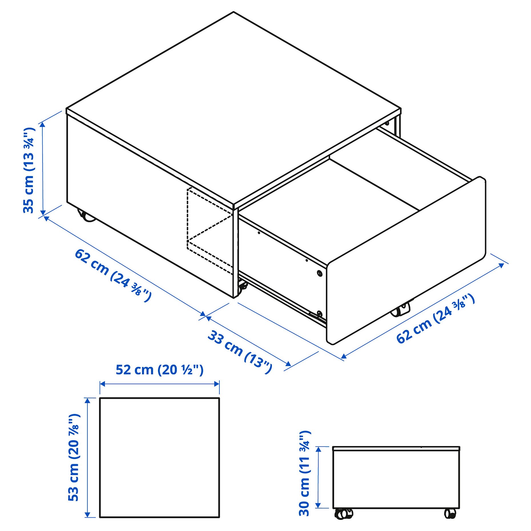 SLÄKT, bed frame with 3 storage boxes, 90x200 cm, 893.860.70