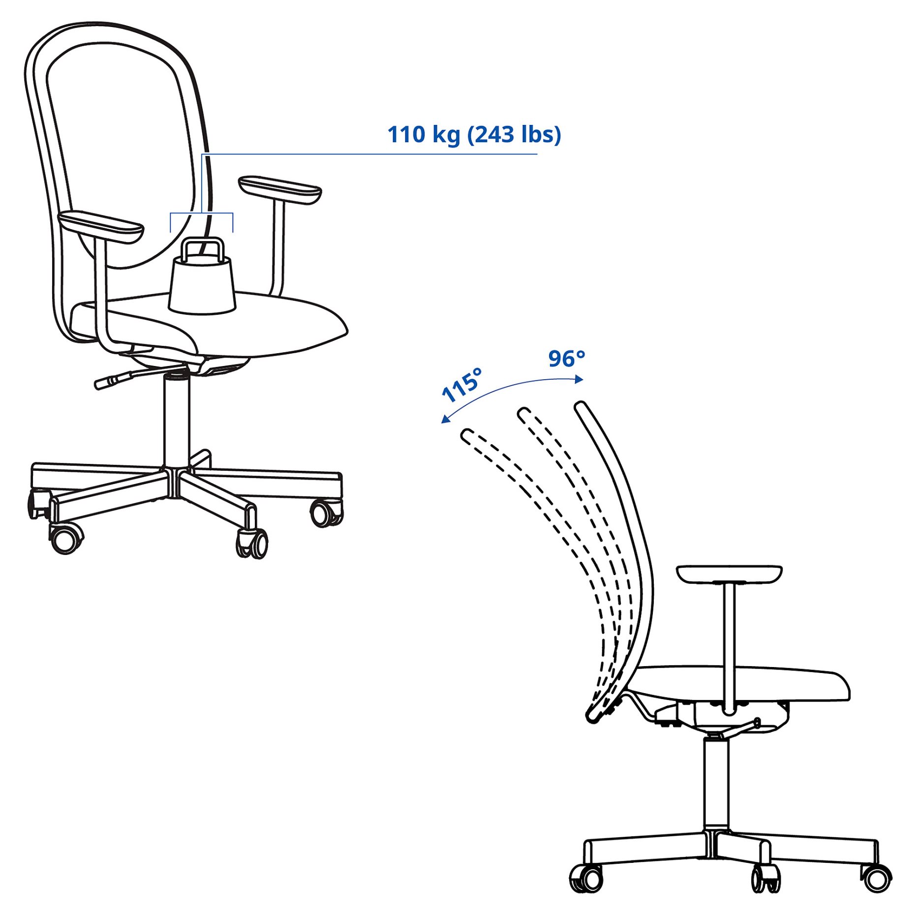 FLINTAN, office chair with armrests, 894.244.68