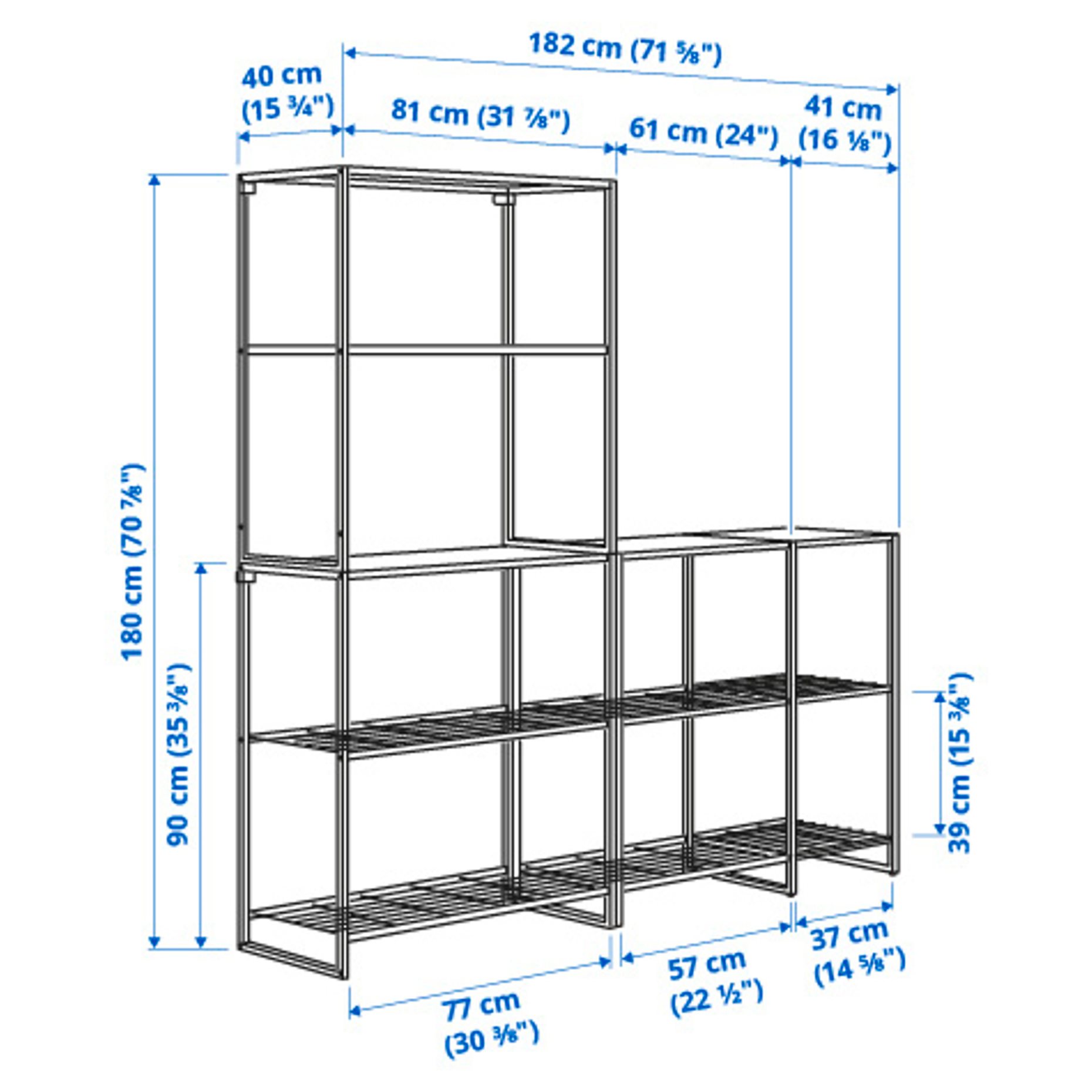 JOSTEIN, shelving unit/in/outdoor, 182x40x180 cm, 894.373.00