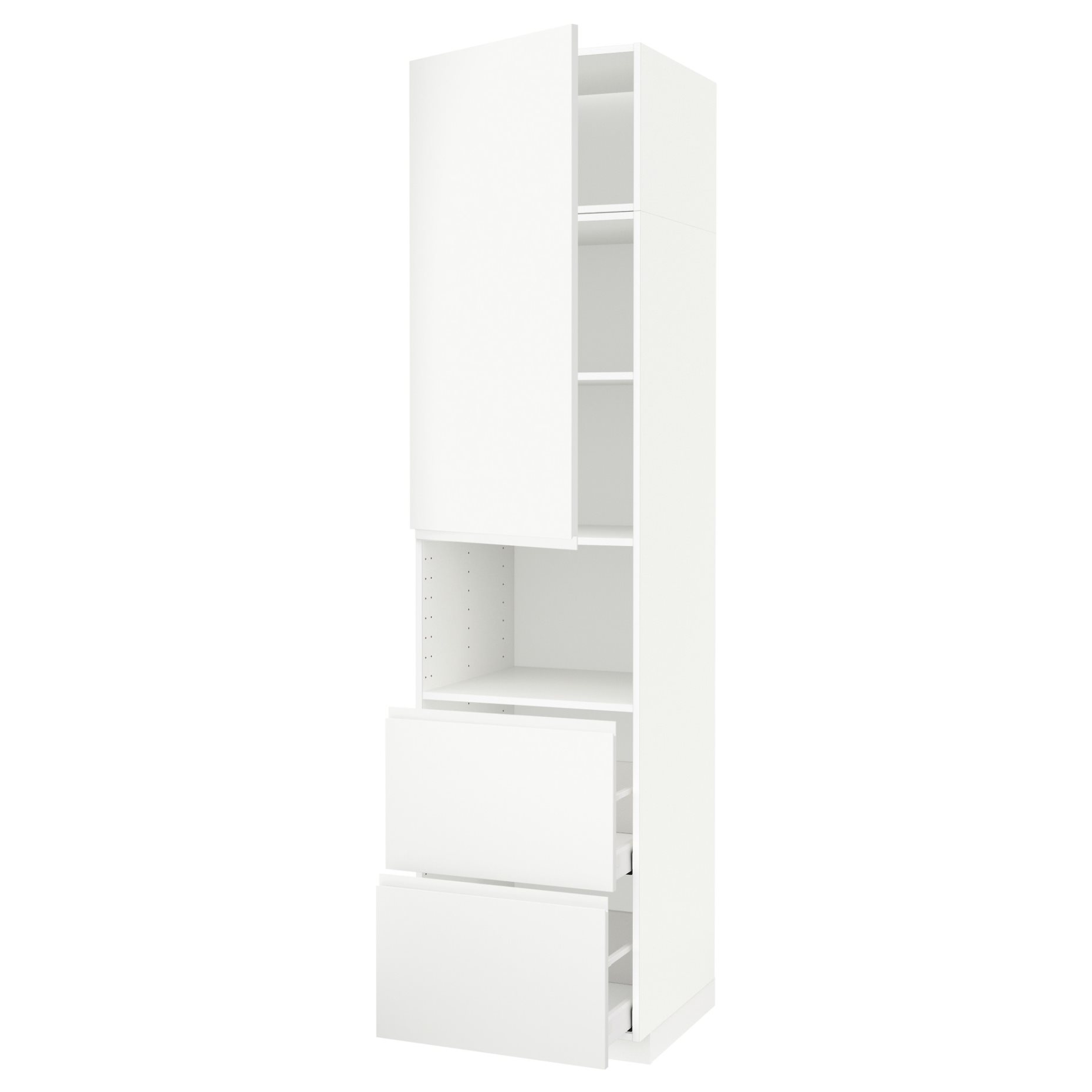 METOD, high cabinet for microwave with door/2 drawers, 60x60x240 cm, 894.599.38