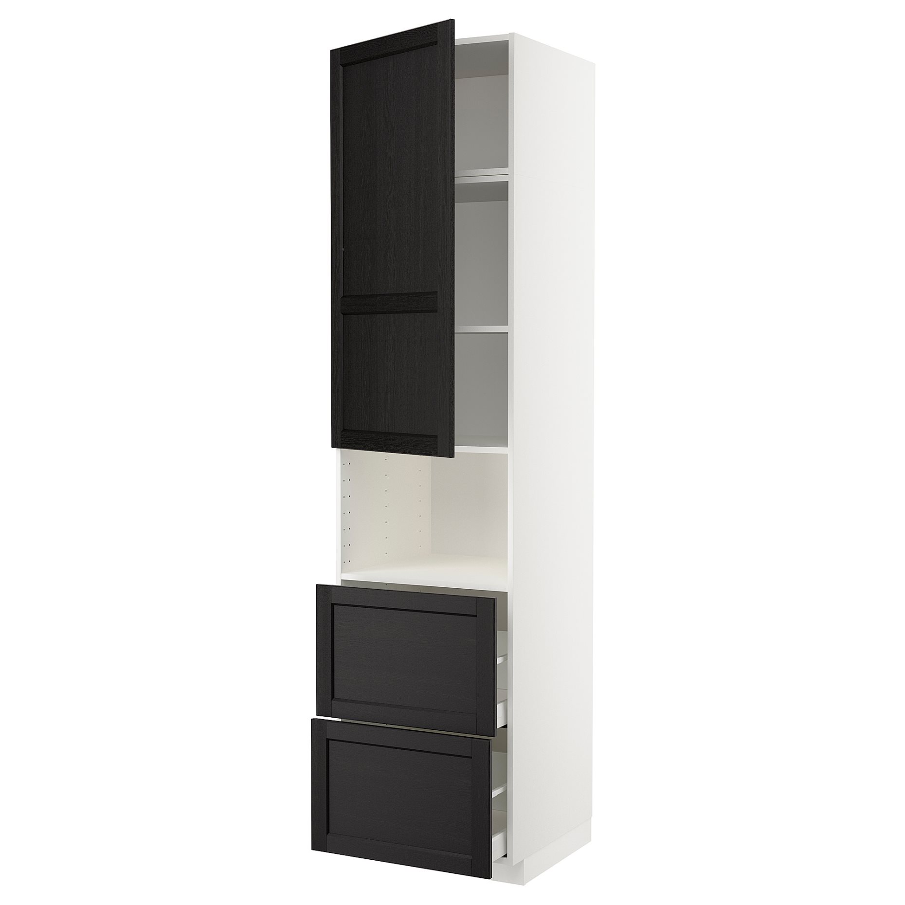 METOD, high cabinet for microwave with door/2 drawers, 60x60x240 cm, 894.607.53