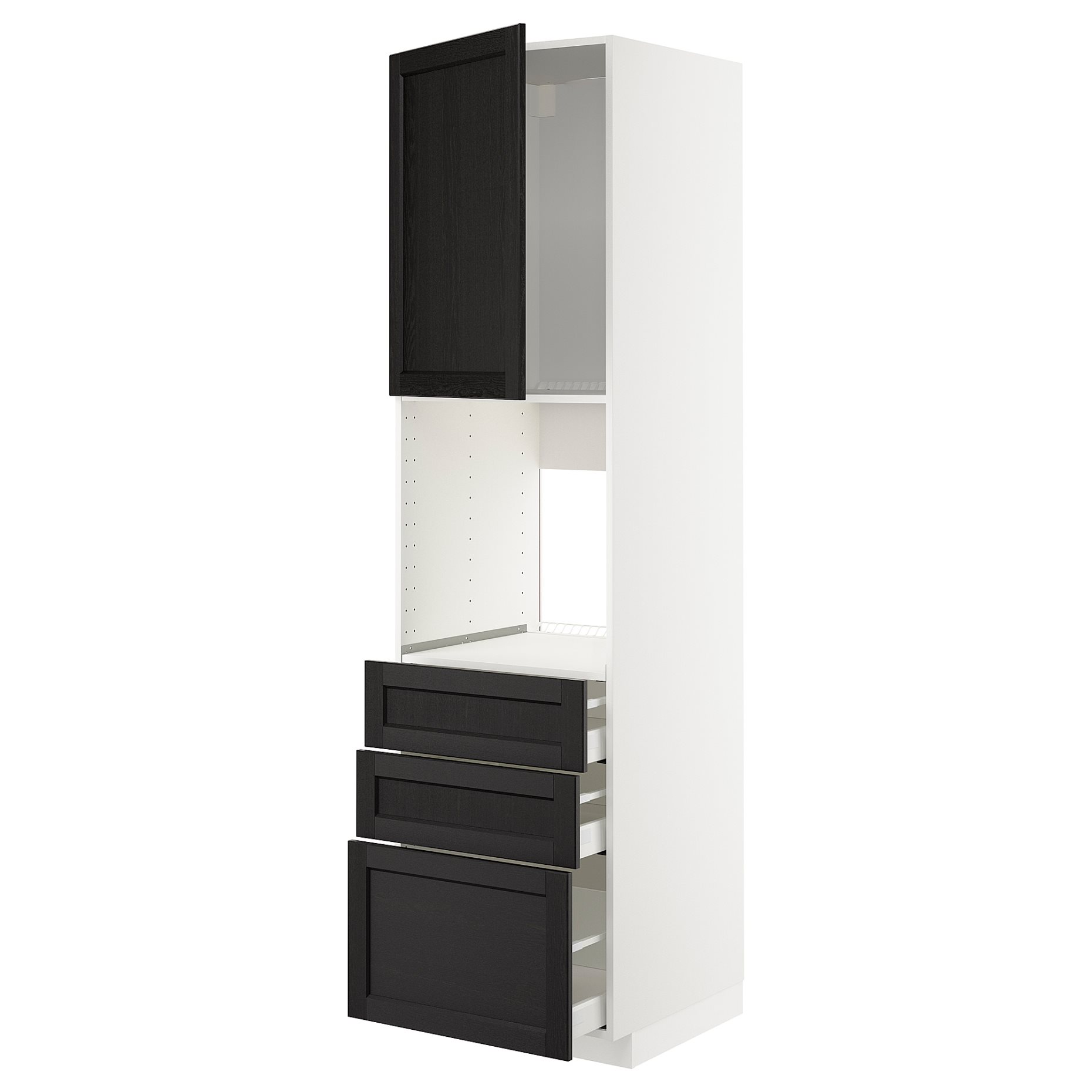 METOD, high cabinet for oven with door/3 drawers, 60x60x220 cm, 894.608.85