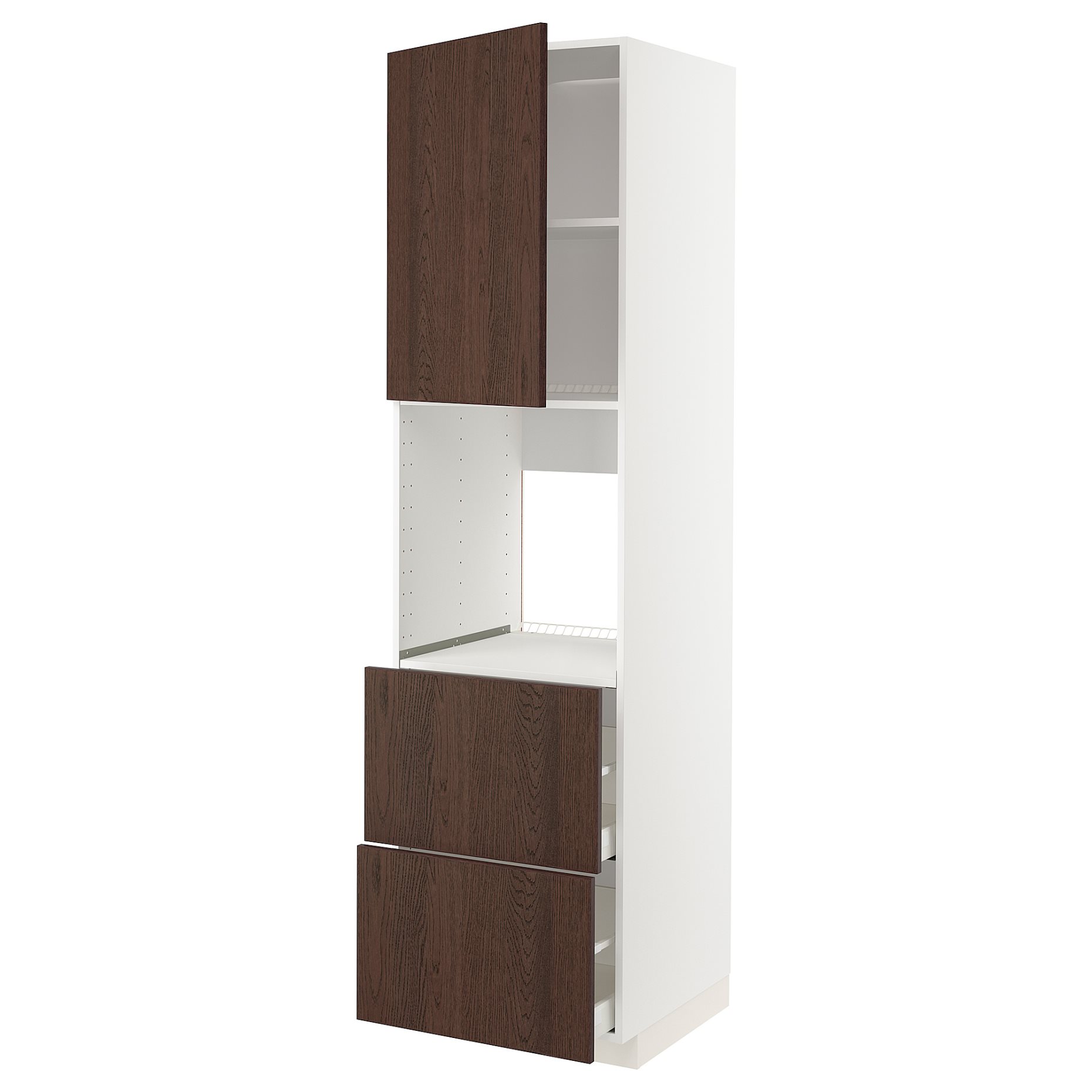 METOD, high cabinet for oven with door/2 fronts/2 high drawers, 60x60x220 cm, 894.697.44