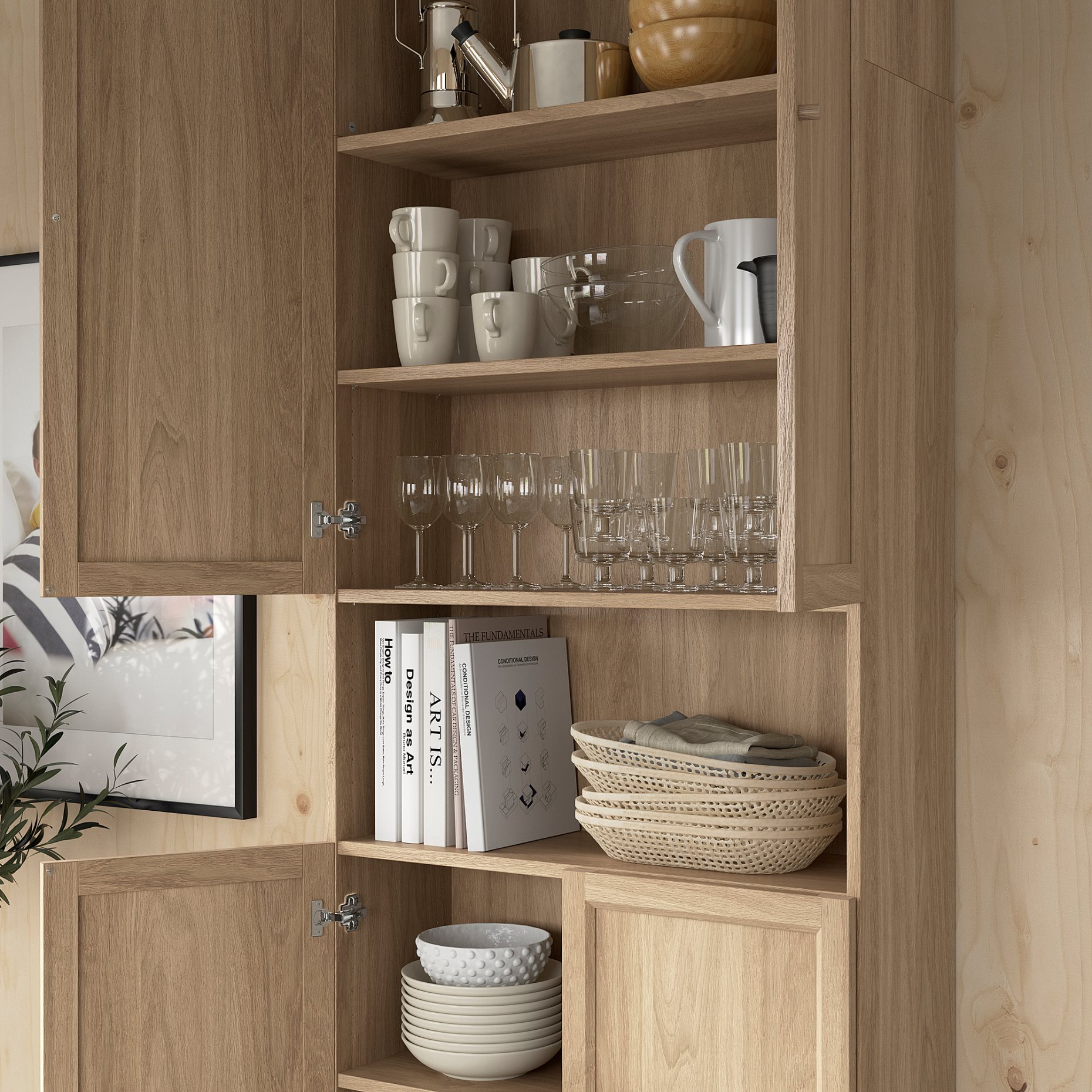 BILLY/OXBERG, bookcase with doors/height extension unit, 80x30x237 cm, 894.833.73