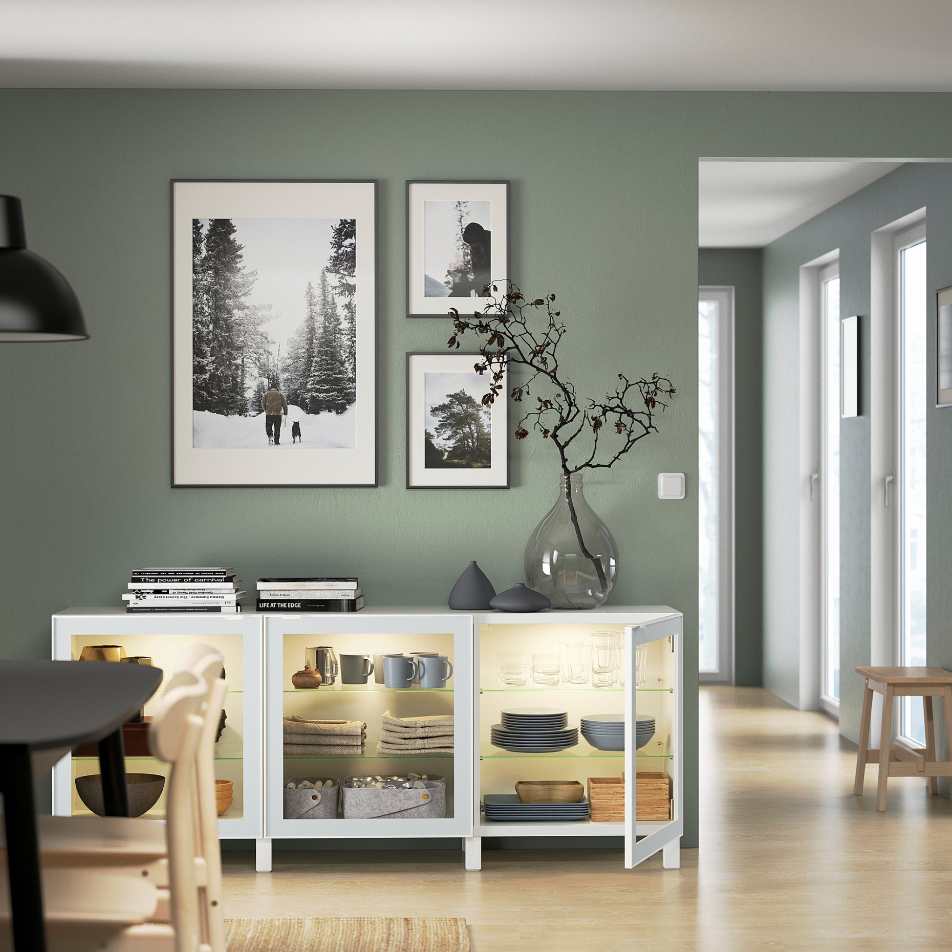 BESTÅ, σύνθεση αποθήκευσης με πόρτες, 180x42x74 cm, 894.888.13