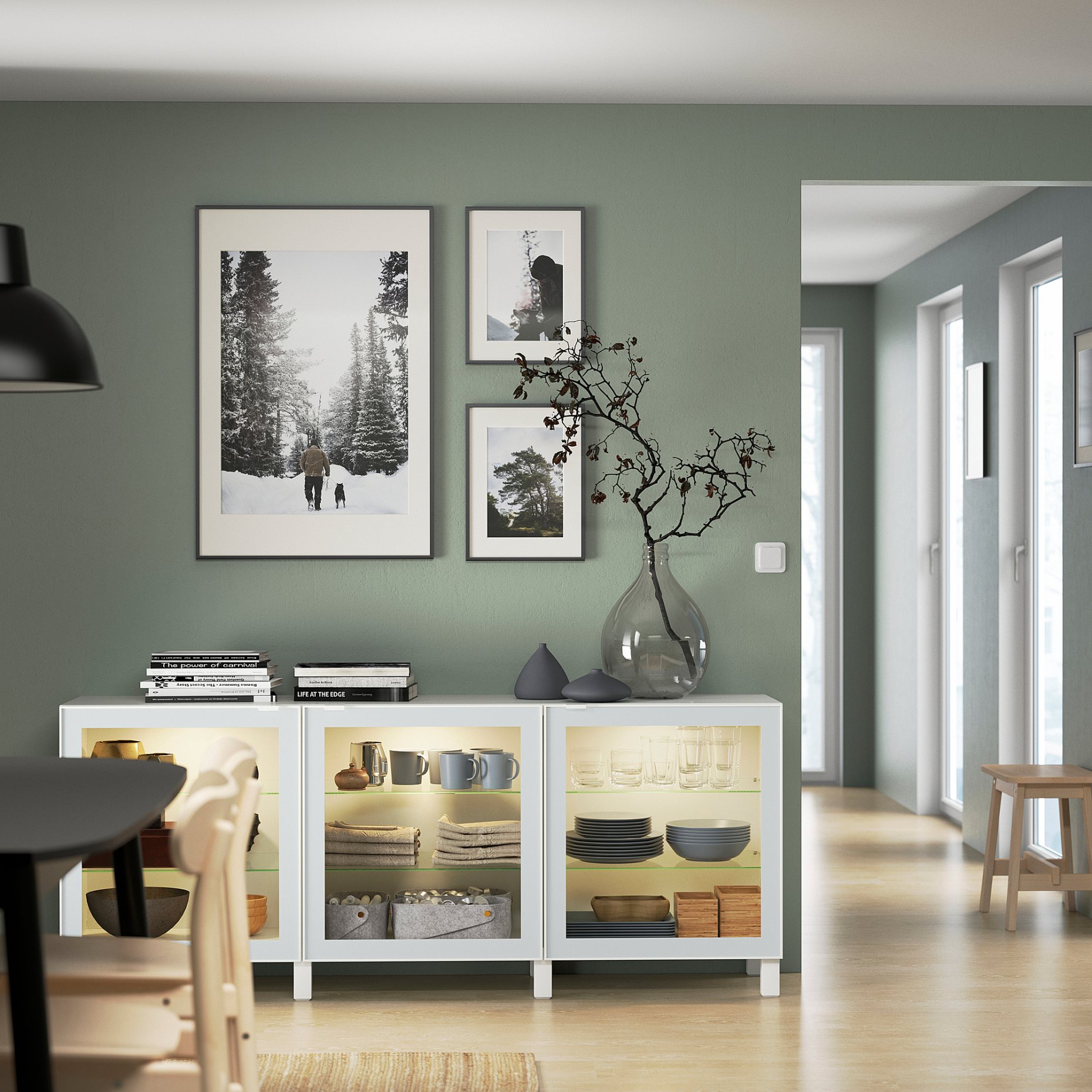 BESTÅ, σύνθεση αποθήκευσης με πόρτες, 180x42x74 cm, 894.888.13