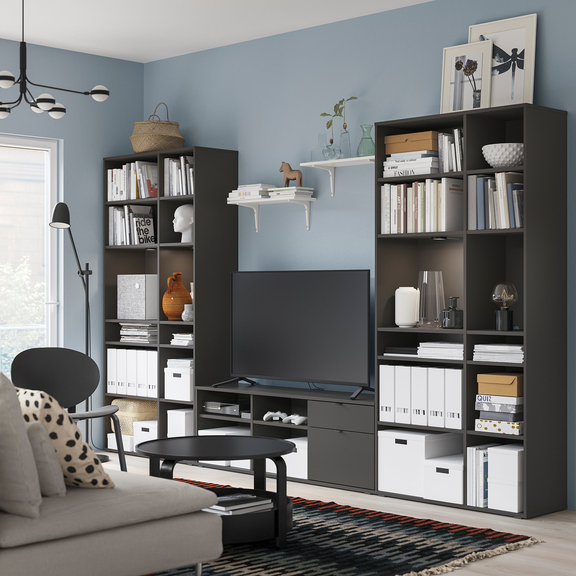 VIHALS, TV/storage combination, 337x37x200 cm, 895.210.73