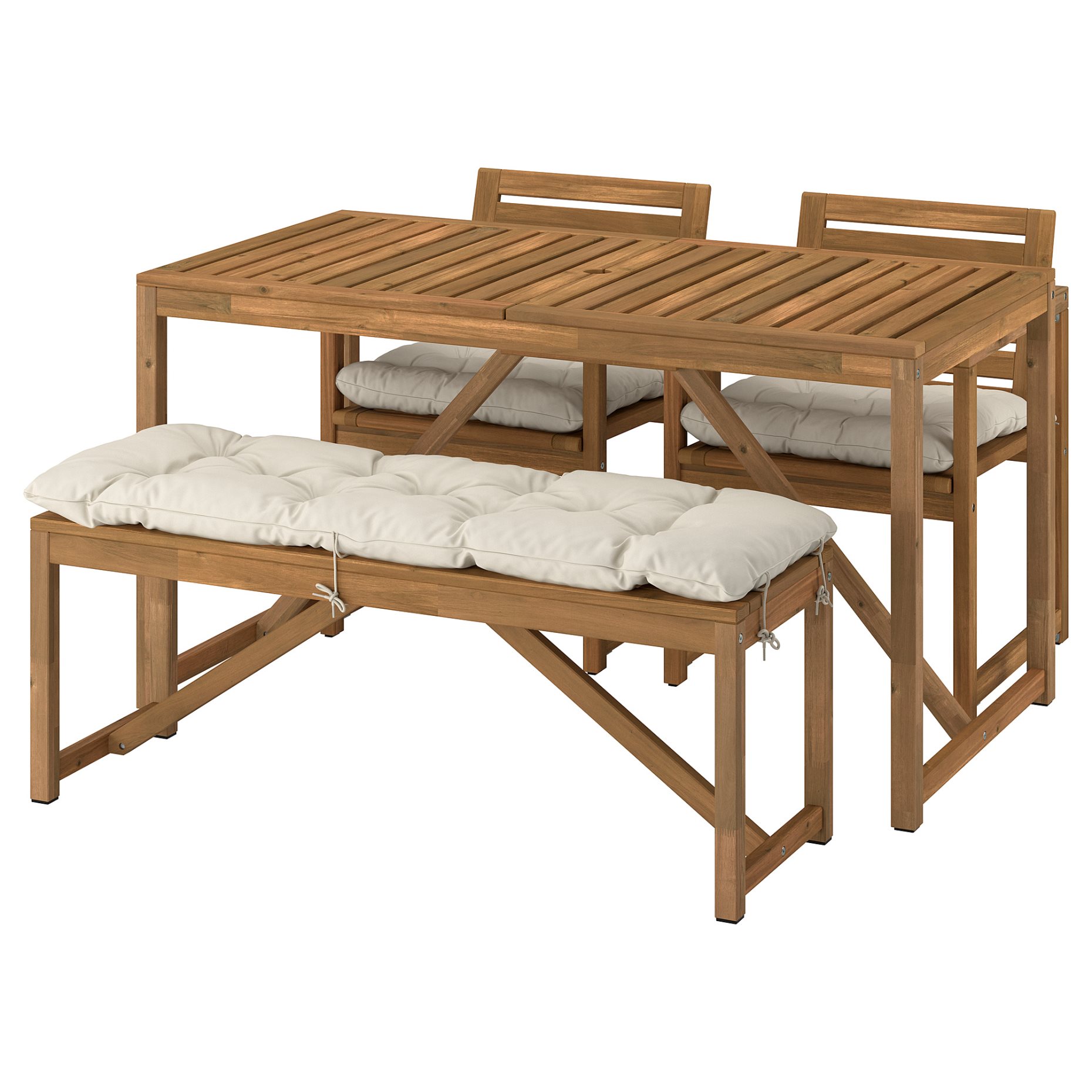 NÄMMARÖ, table with 2 chairs and bench/outdoor, 140x75 cm, 895.752.35