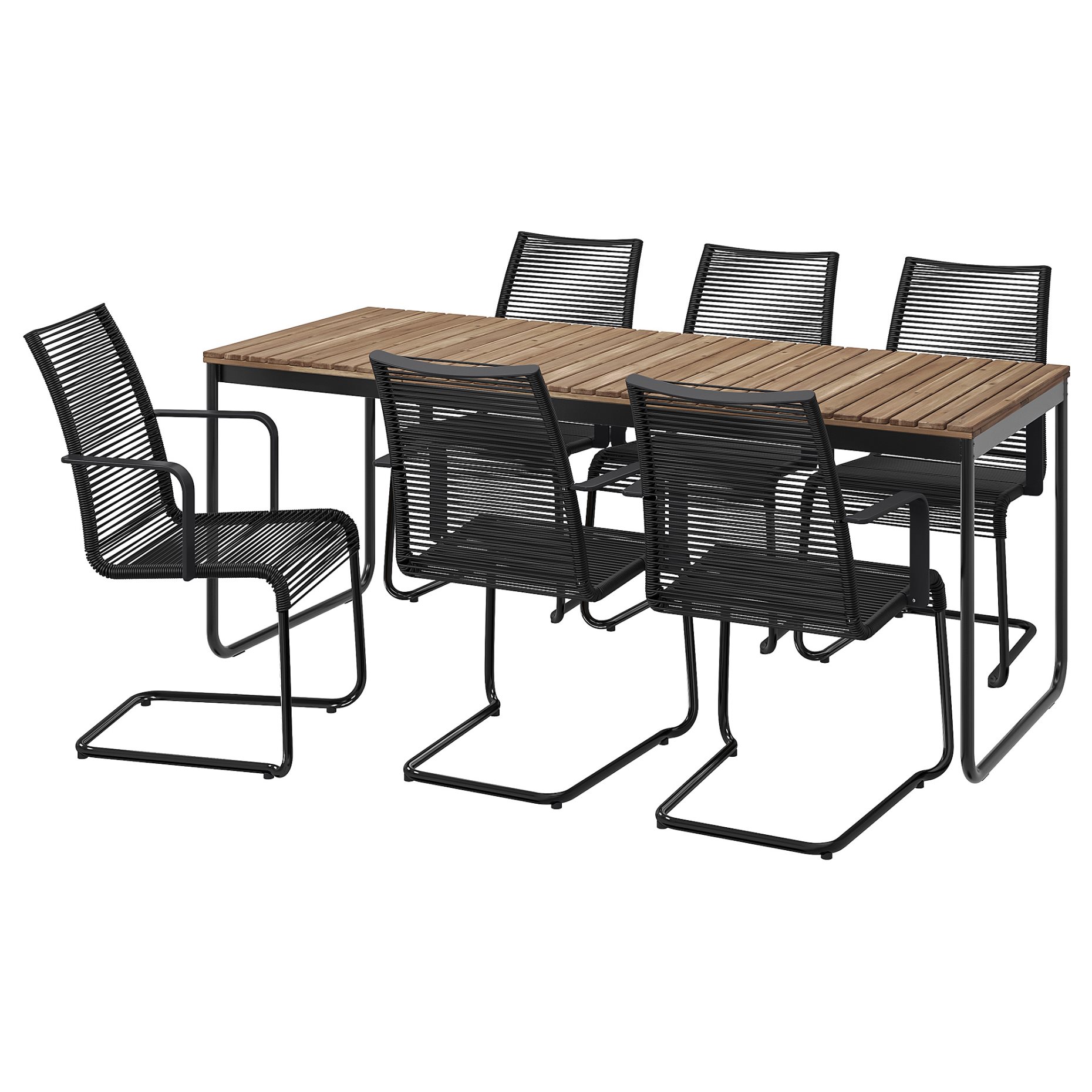 VÄSMAN/VÄSMAN, table extendable and 6 chairs with armrests/outdoor,, 895.826.79