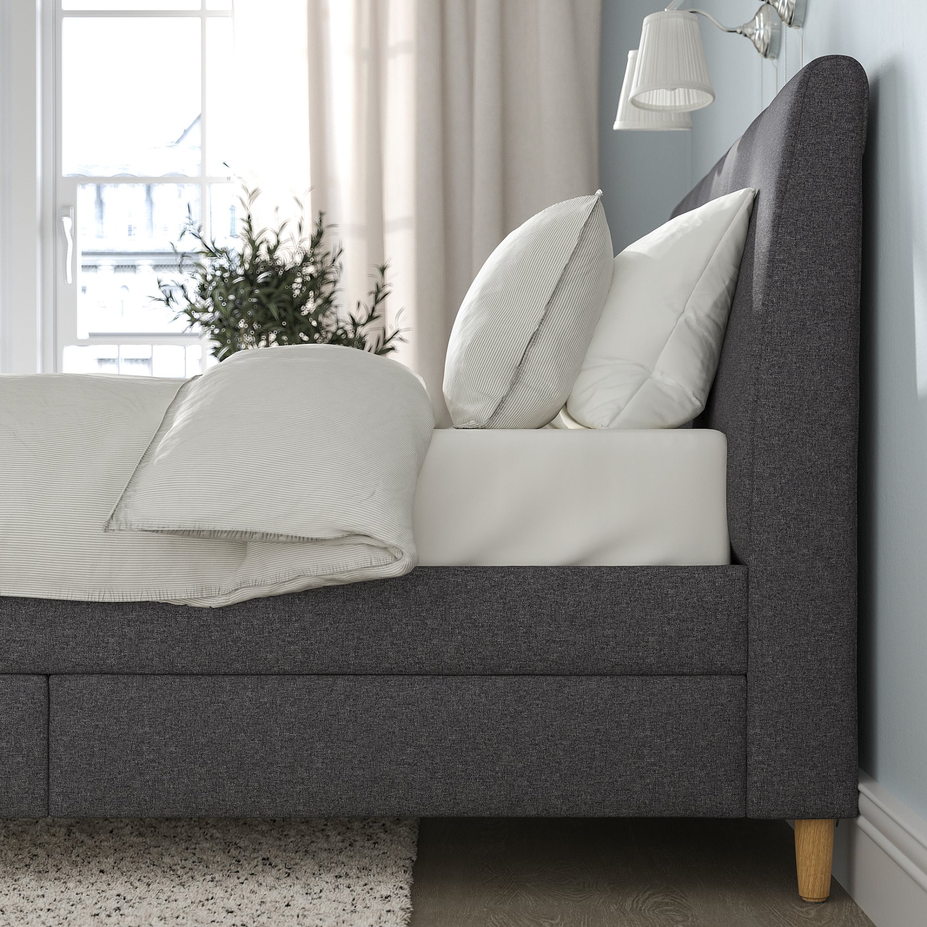 IDANÄS, upholstered storage bed, 160x200 cm, 904.471.76
