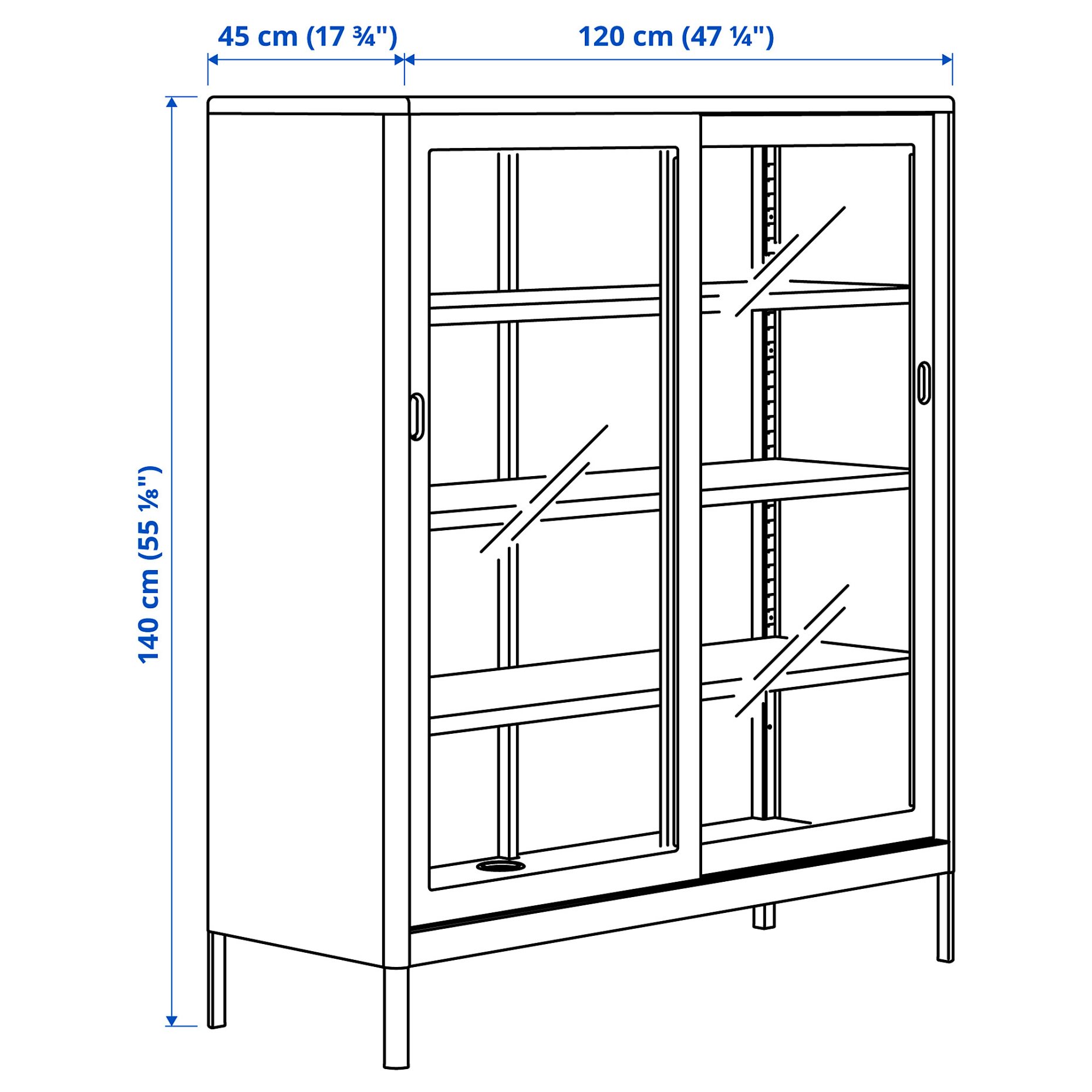 IDÅSEN, ντουλάπι με συρόμενες γυάλινες πόρτες, 120x140 cm, 904.963.84