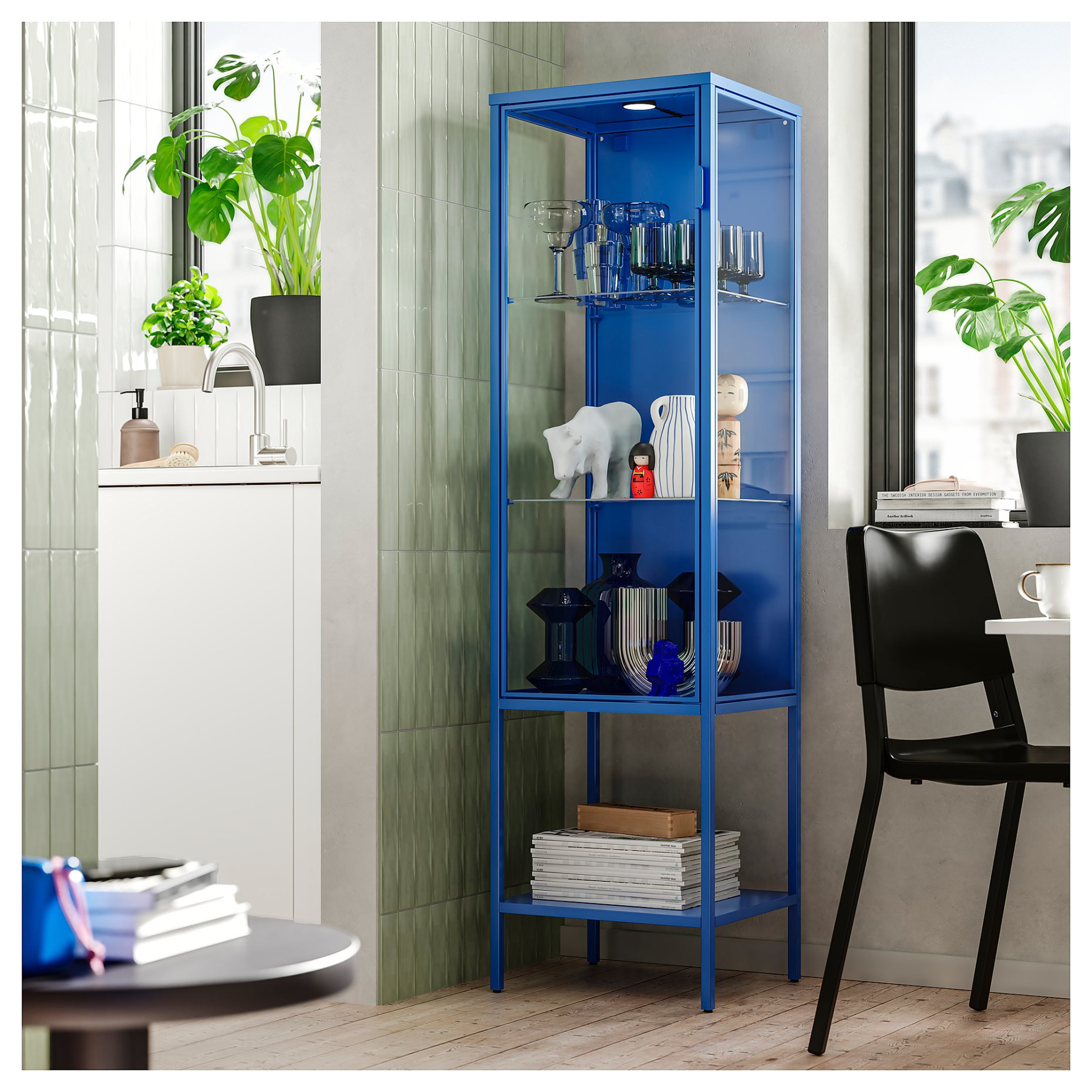 RUDSTA, glass-door cabinet, 42x37x155 cm, 906.014.17