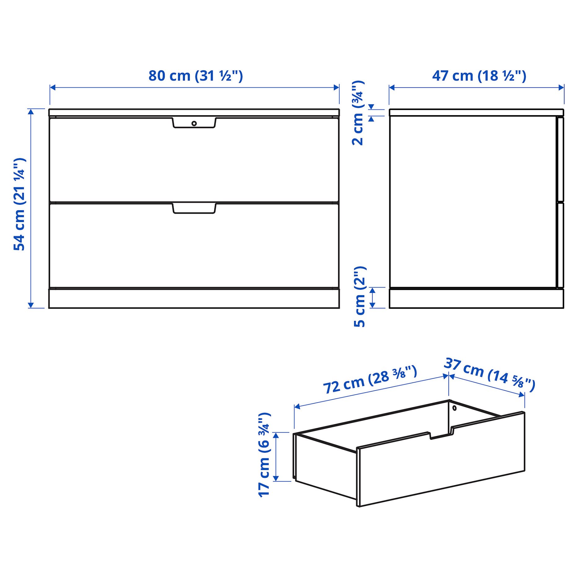 NORDLI, συρταριέρα με 2 συρτάρια, 80X54 cm, 992.394.94