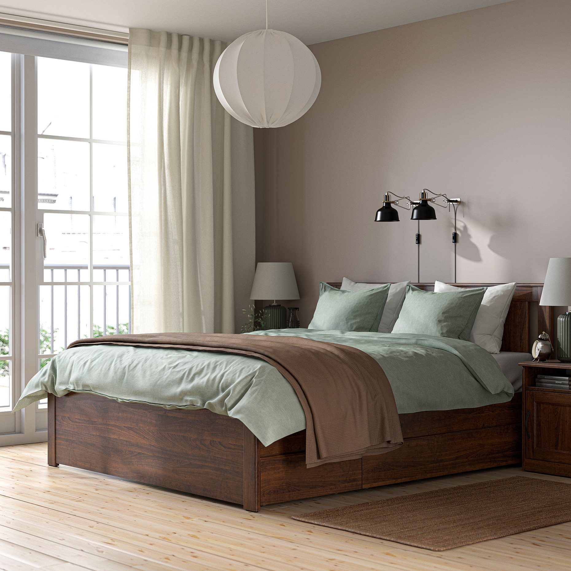 SONGESAND, bed frame with 4 storage boxes, 140X200 cm, 992.411.52