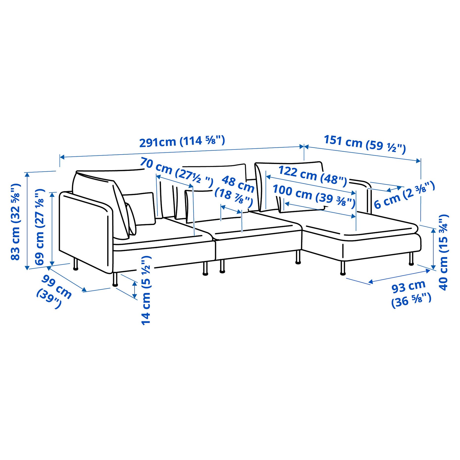 SÖDERHAMN, 4-seat sofa with chaise longue, 993.058.27