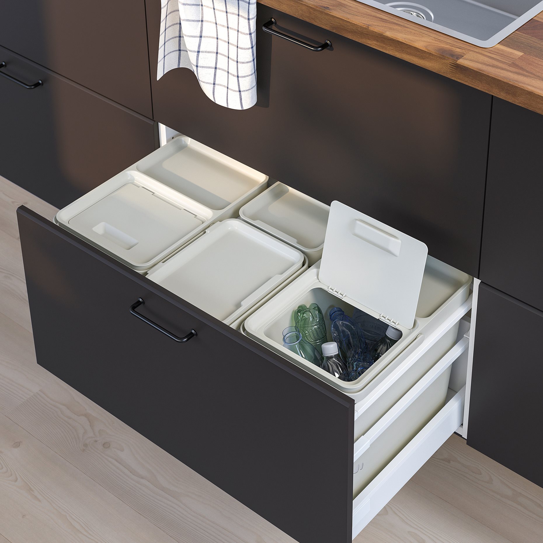 HÅLLBAR, waste sorting solution for METOD kitchen drawer, 55 l, 993.096.94