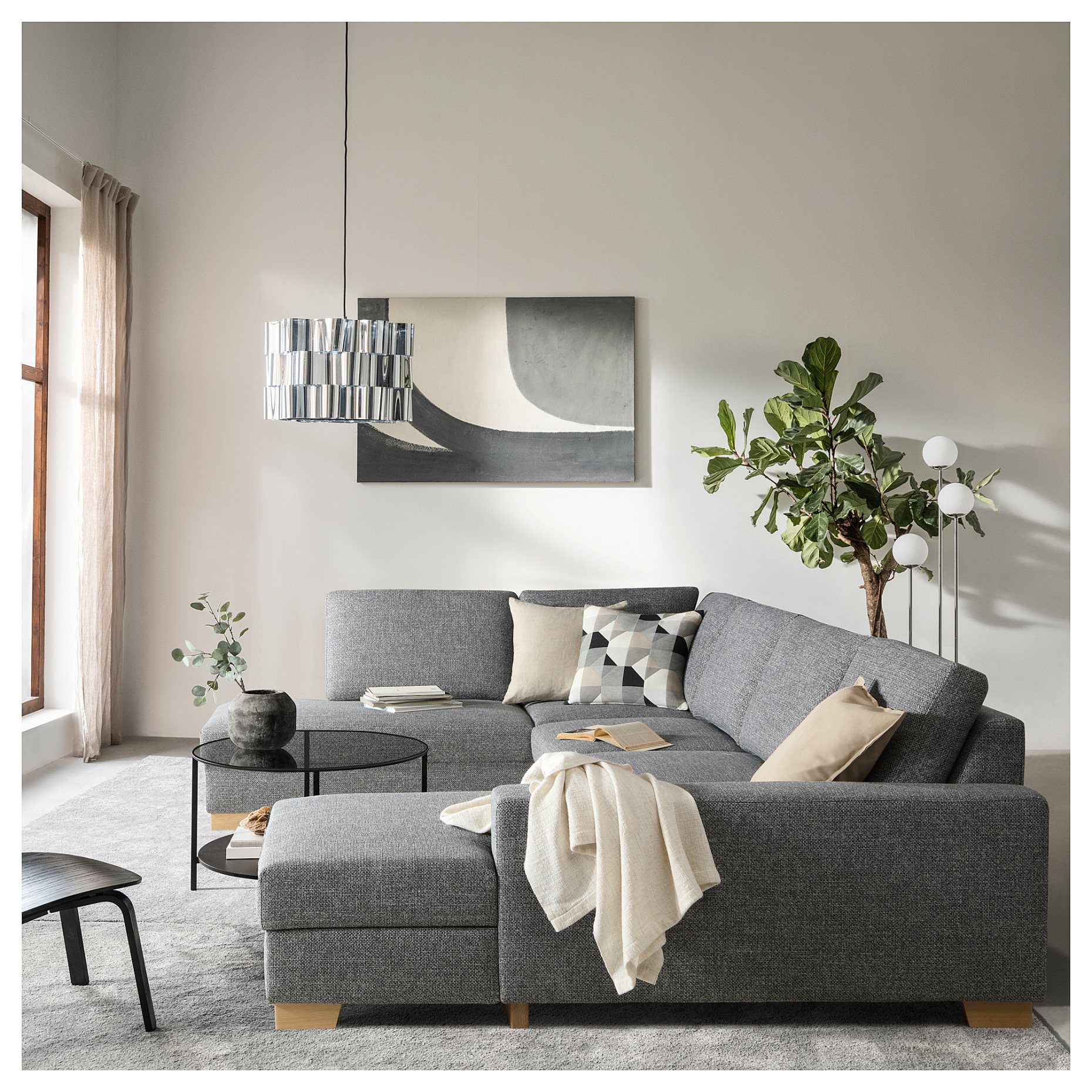 SÖRVALLEN, γωνιακός καναπές 5 θέσεων με σεζλόνγκ/δεξί, 993.147.80