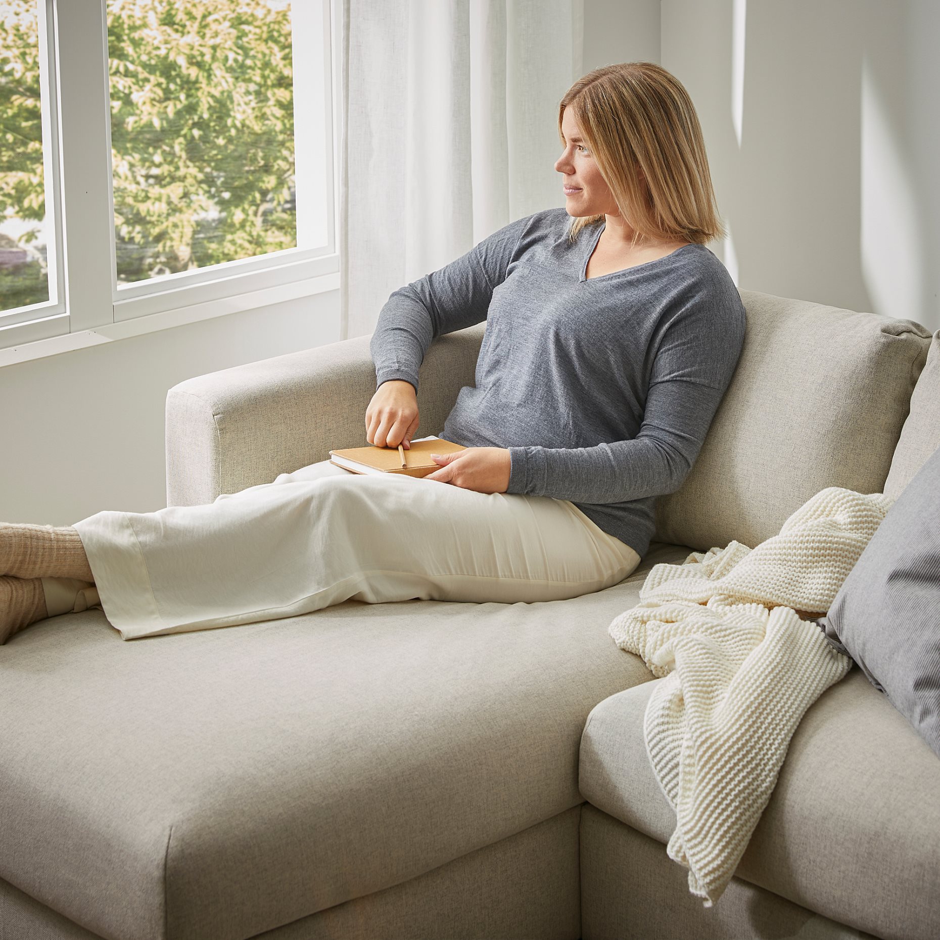 VIMLE, 3-seat sofa with chaise longue, 993.991.09