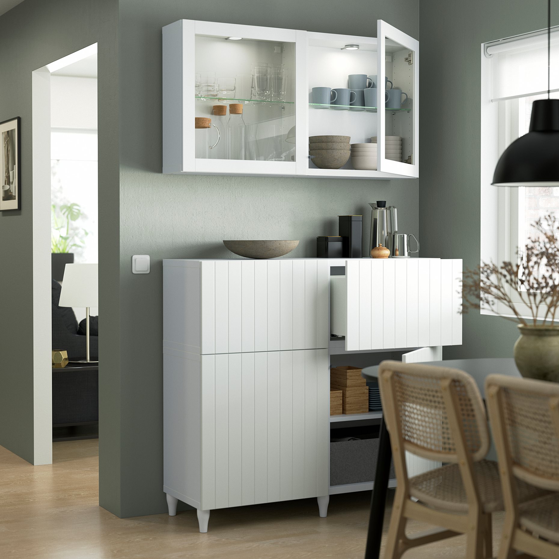 BESTÅ, storage combination with doors/drawers push open, 120x42x213 cm, 993.992.27