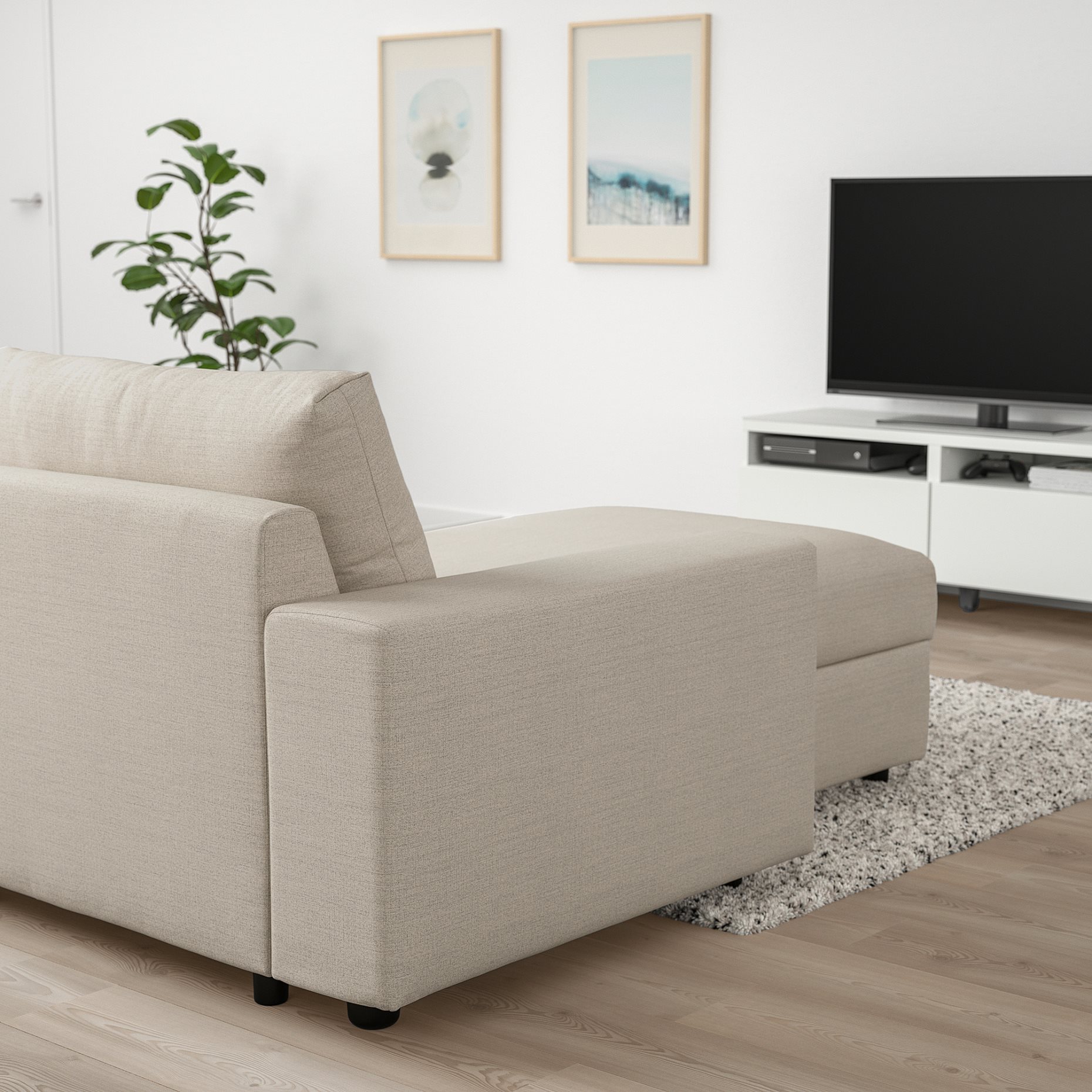 VIMLE, 4-seat sofa with chaise longue with wide armrests, 994.017.63