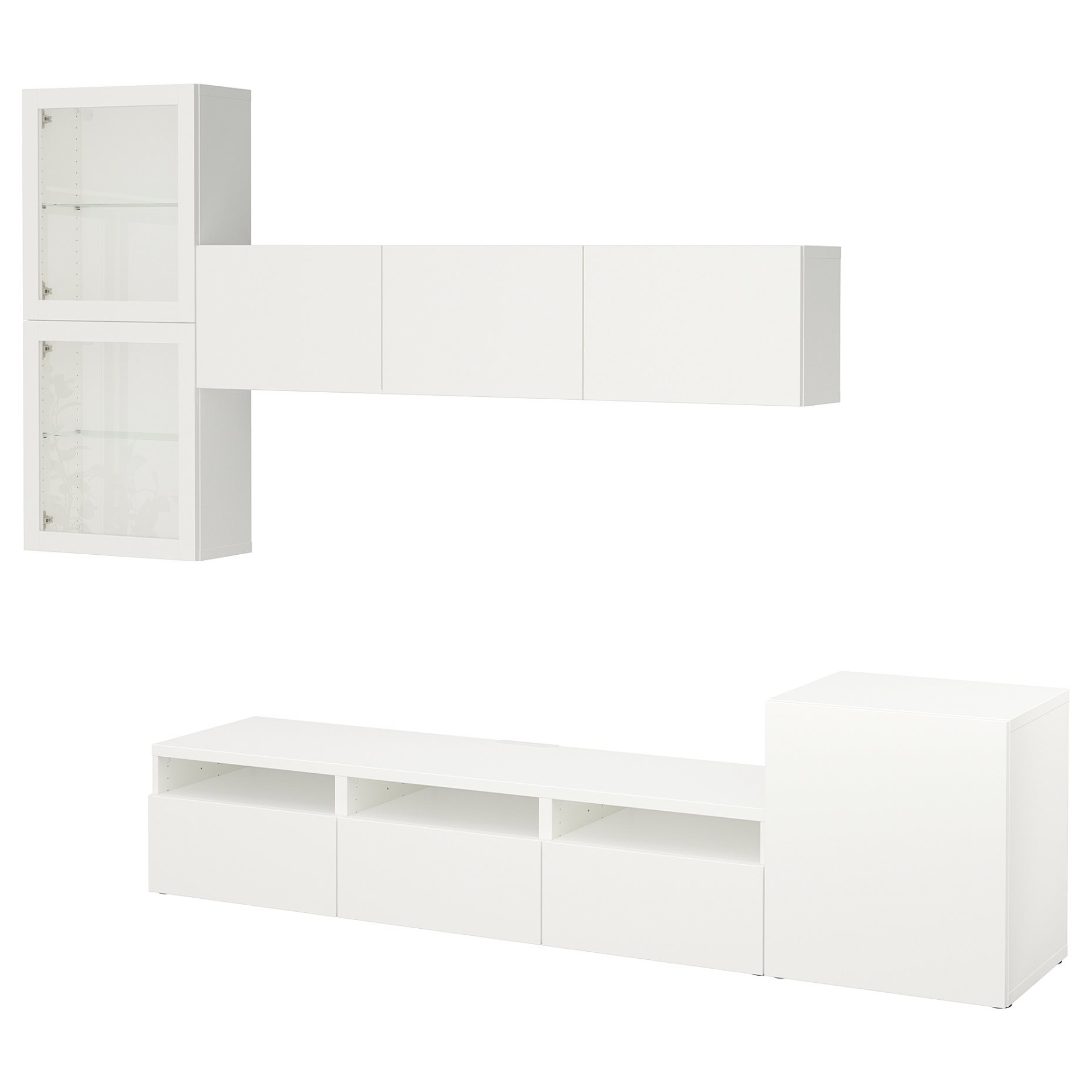 BESTÅ, TV storage combination/glass doors/drawers soft closing, 300x42x211 cm, 994.068.31
