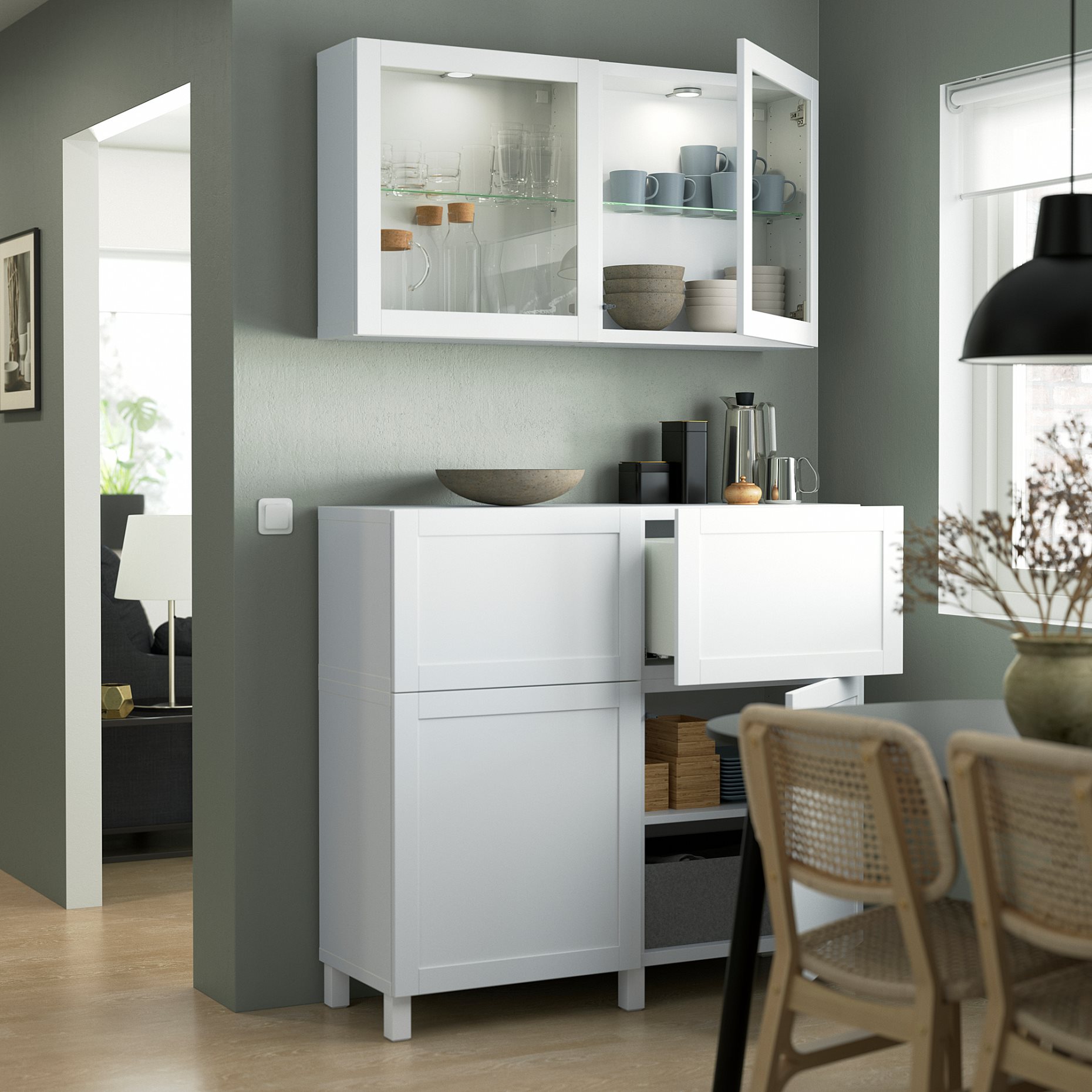 BESTÅ, storage combination with doors/drawers soft closing, 120x42x213 cm, 994.124.98