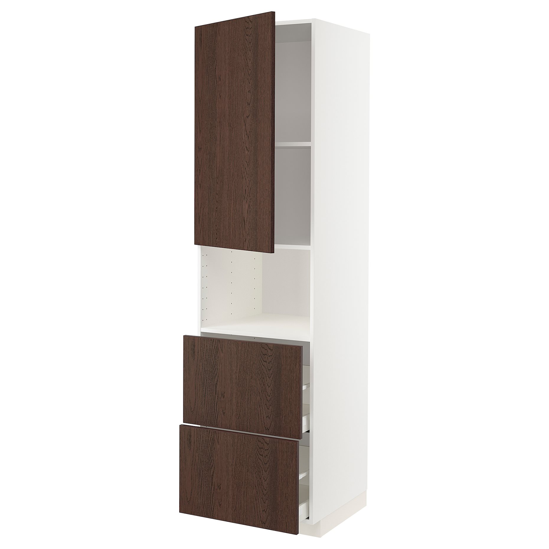 METOD, high cabinet for microwave with door/2 drawers, 60x60x220 cm, 994.664.91