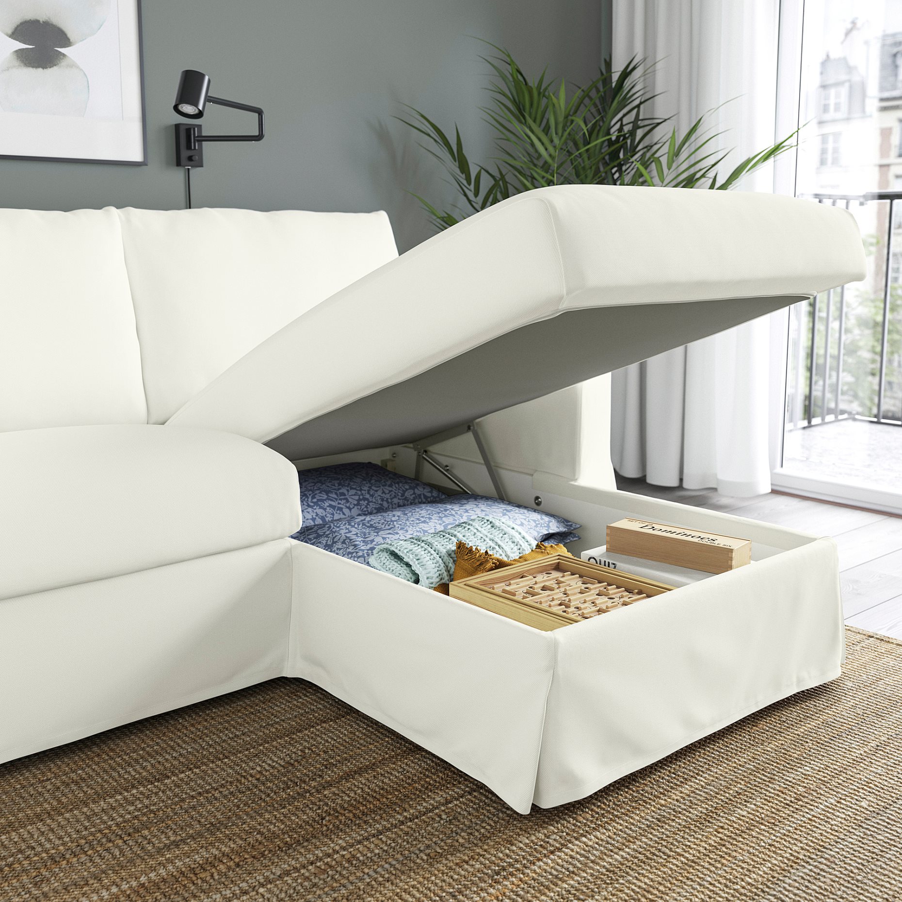 HYLTARP, 3-seat sofa with chaise longue, right, 994.958.32