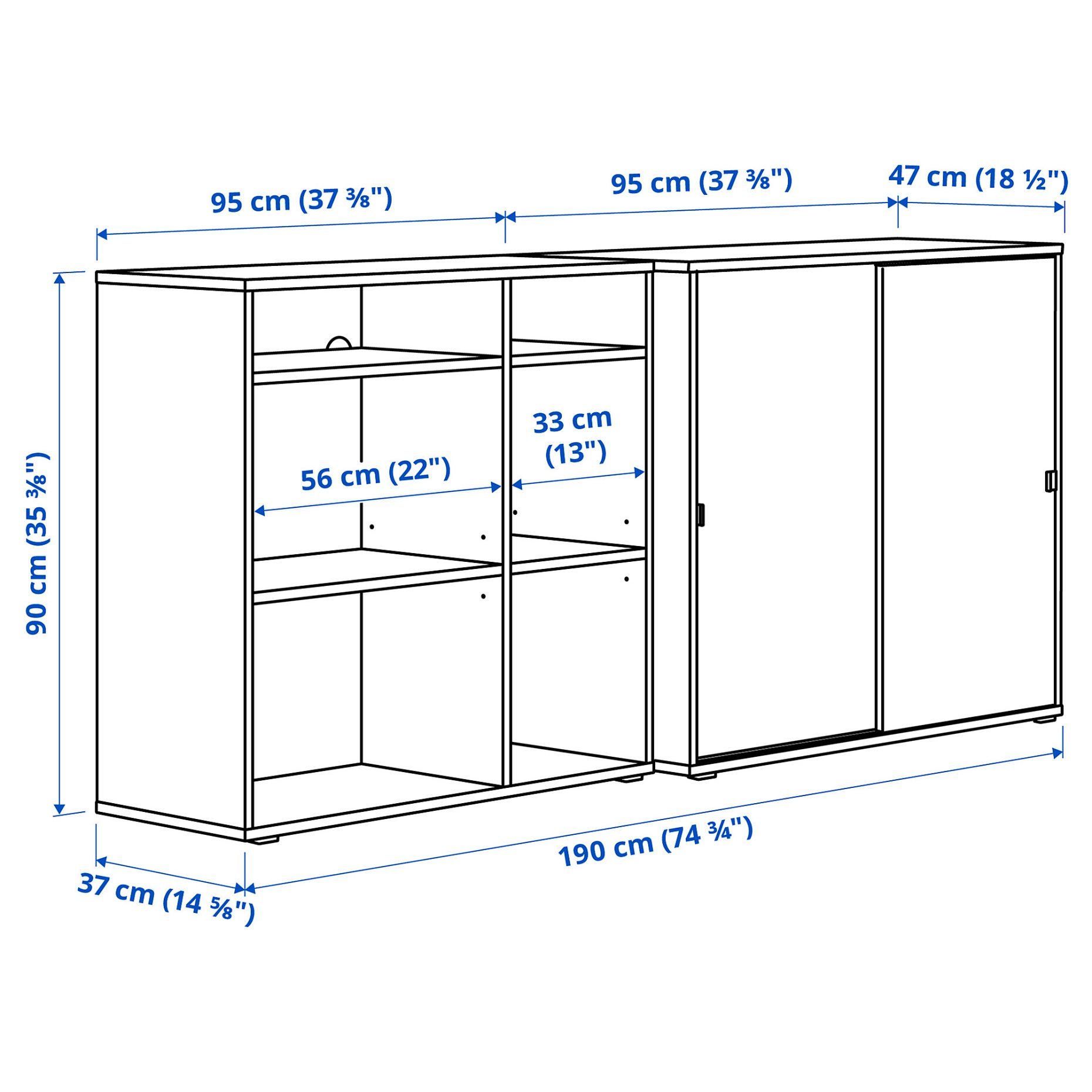 VIHALS, storage combination, 190x47x90 cm, 995.212.04