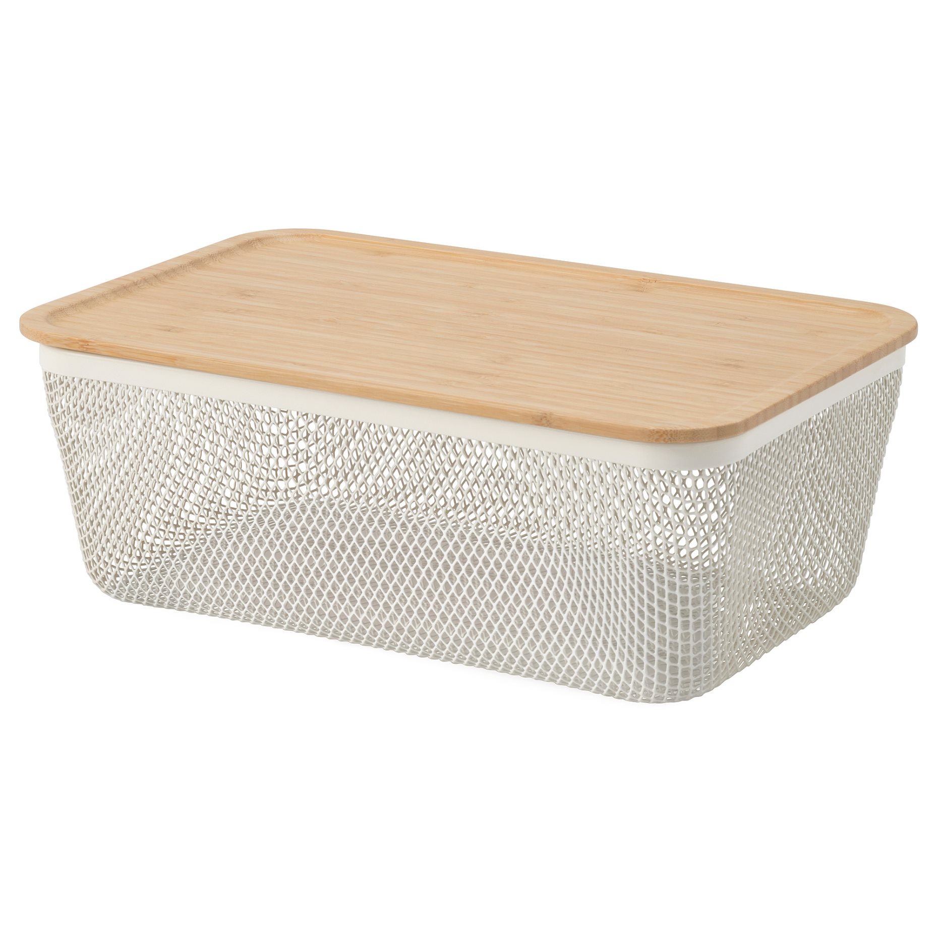 IKEA 365+, rectangular metal food storage basket with lid, 32x21x13 cm, 995.814.91