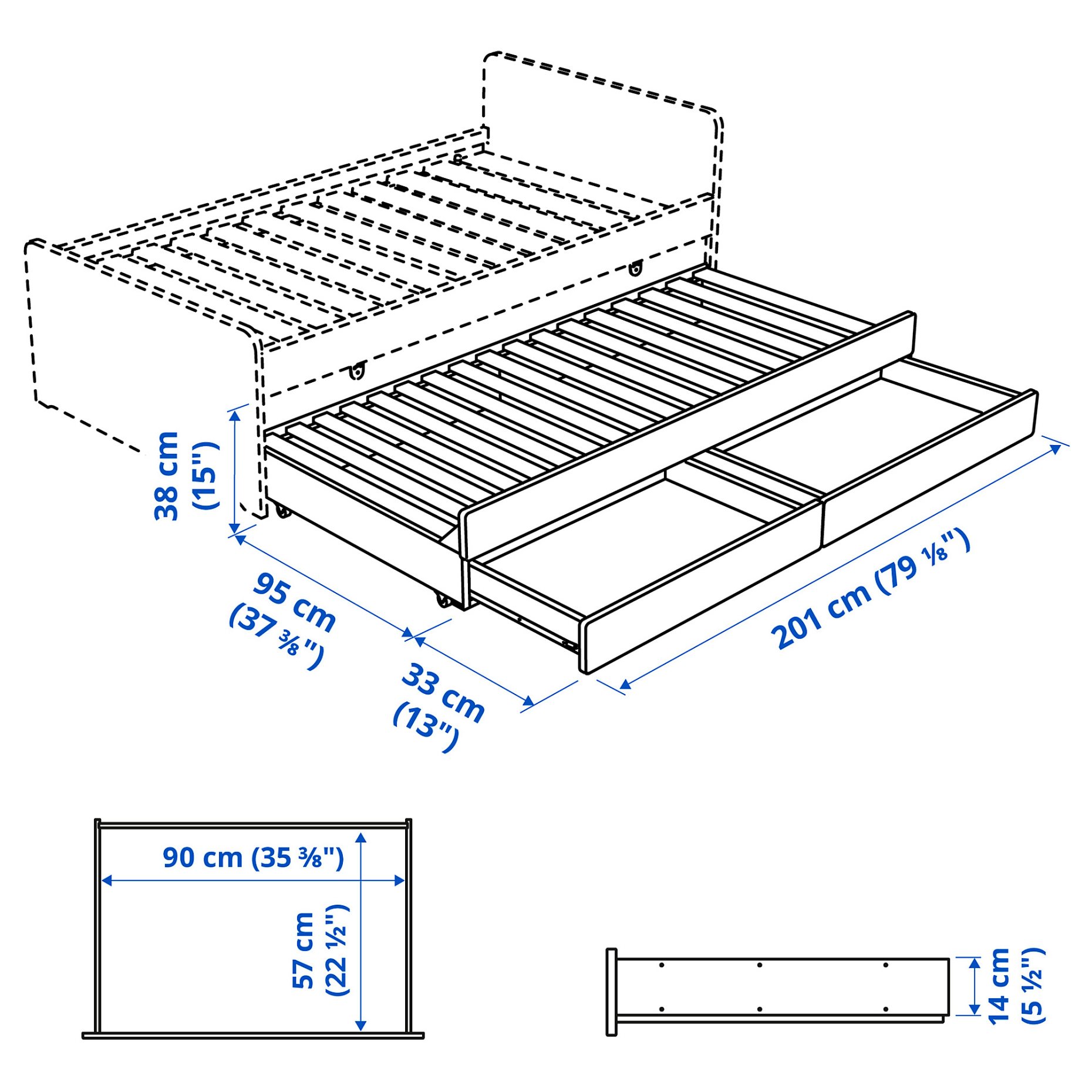 SLÄKT, underbed with storage, 003.627.51