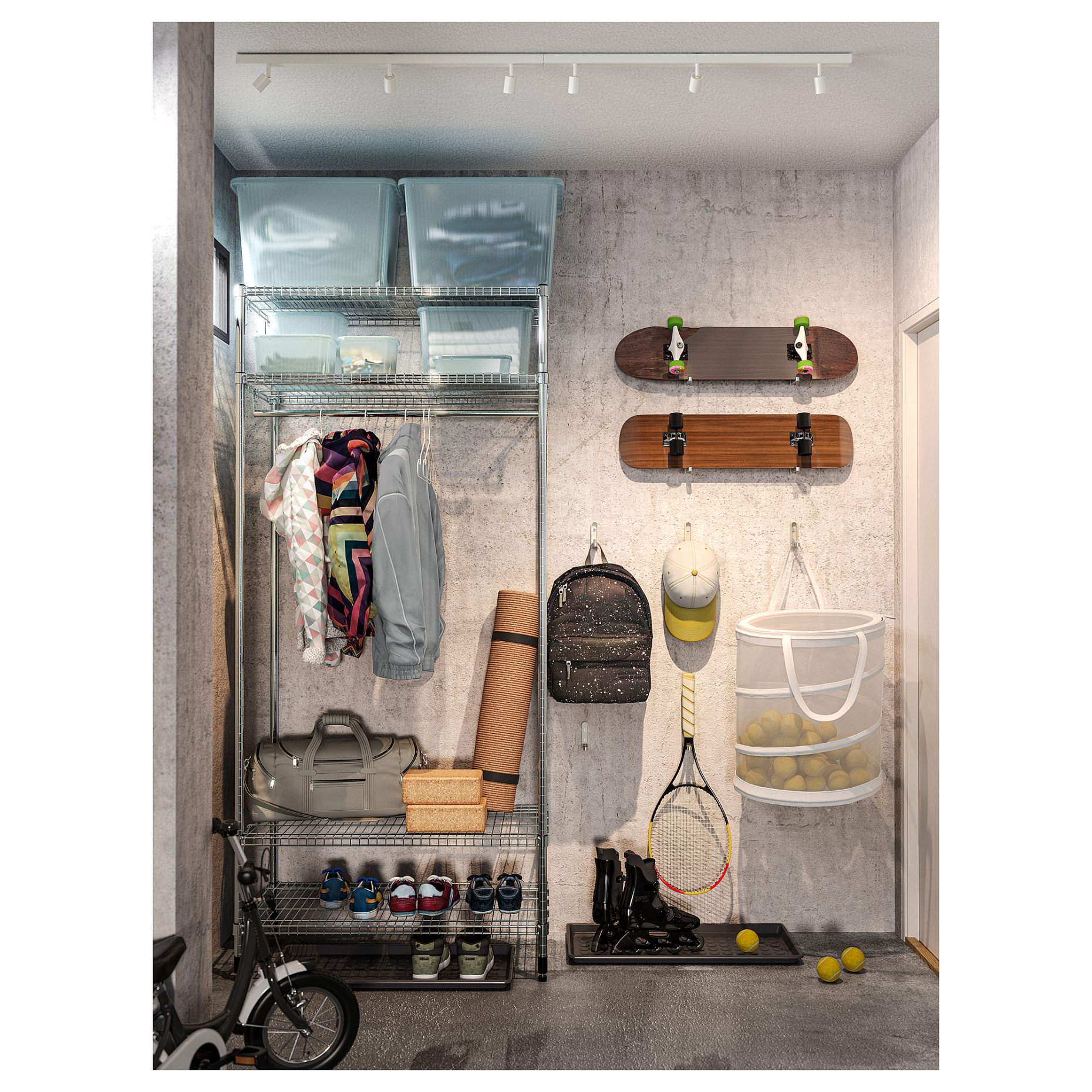 BÄVE, ceiling track with built-in LED light source, 3-spots, 005.272.38