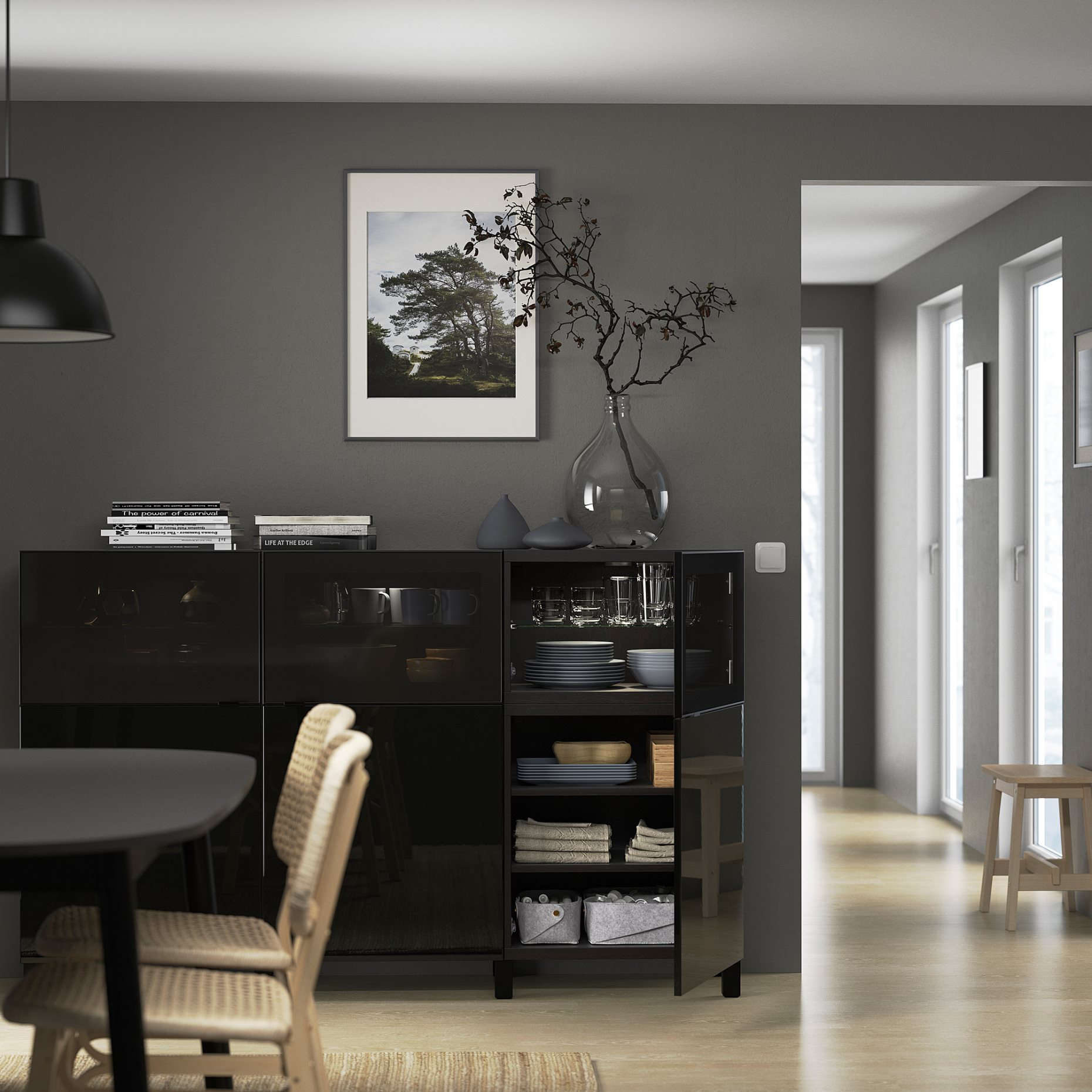 BESTÅ, storage combination with doors, 180x42x112 cm, 092.081.85