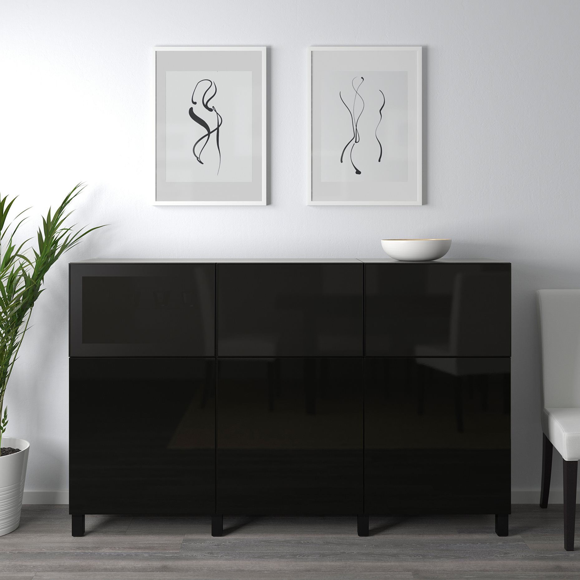 BESTÅ, storage combination with doors, 180x42x112 cm, 092.081.85
