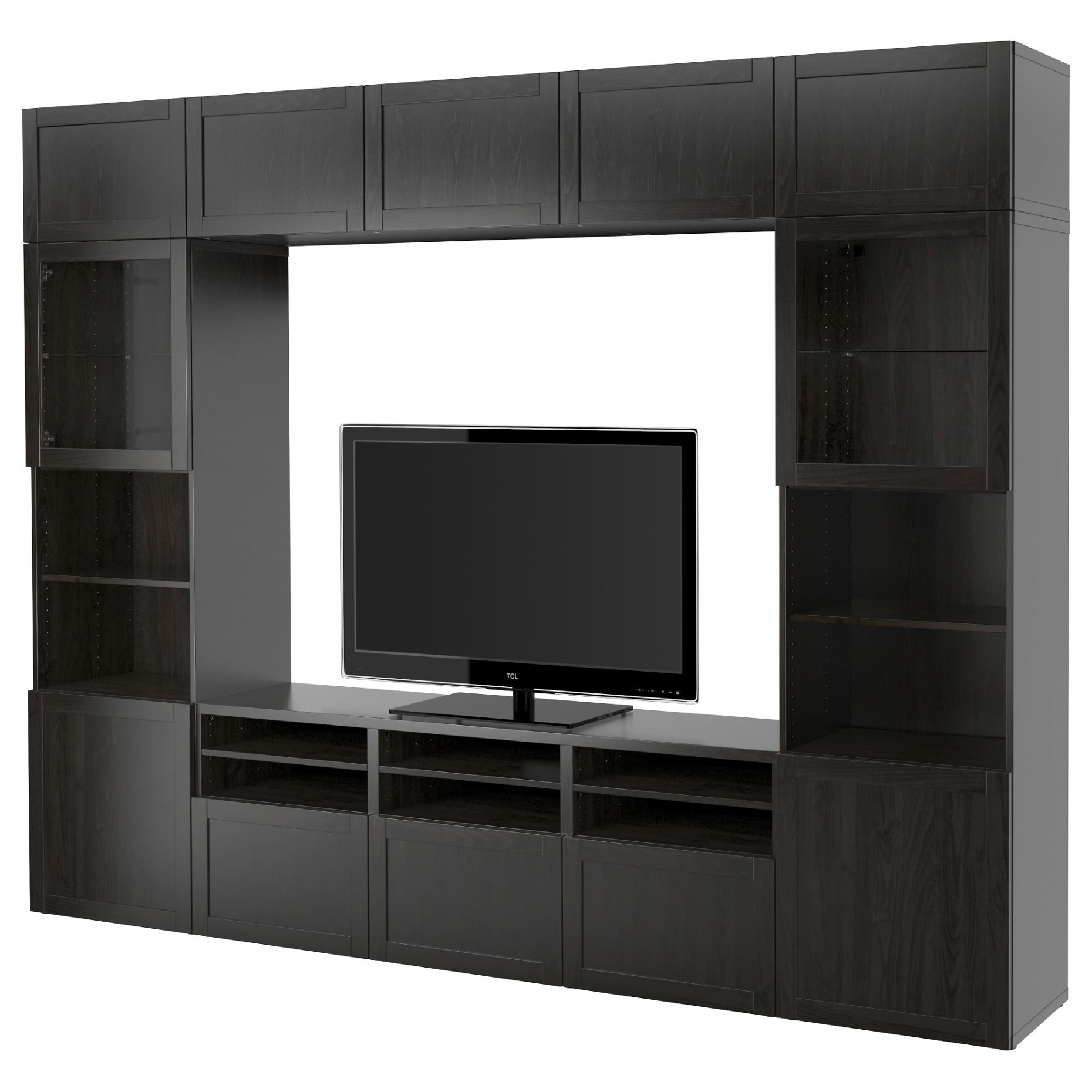 BESTÅ, TV storage combination/glass doors/drawers push open, 300x42x231 cm, 094.112.38
