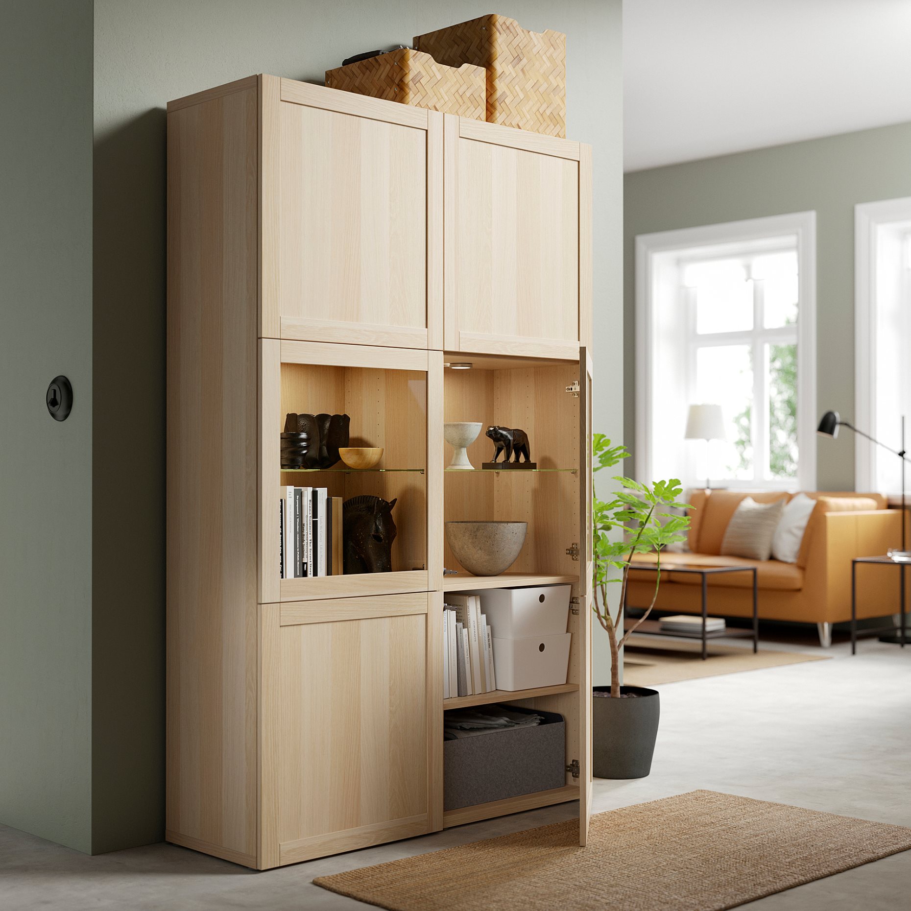 BESTÅ, storage combination w glass doors,, 120x42x193 cm, 094.215.67