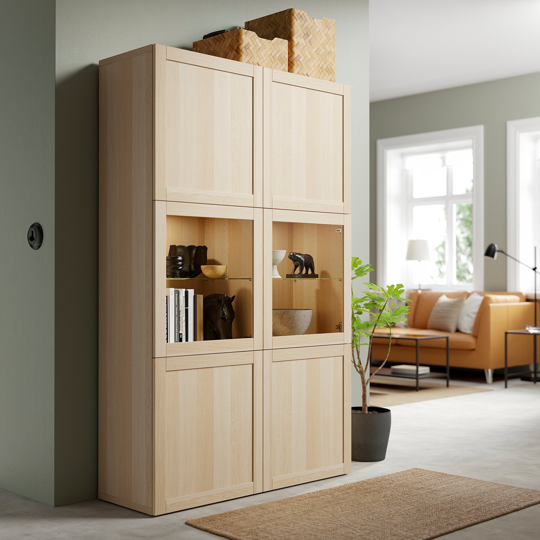 BESTÅ, storage combination w glass doors,, 120x42x193 cm, 094.215.67