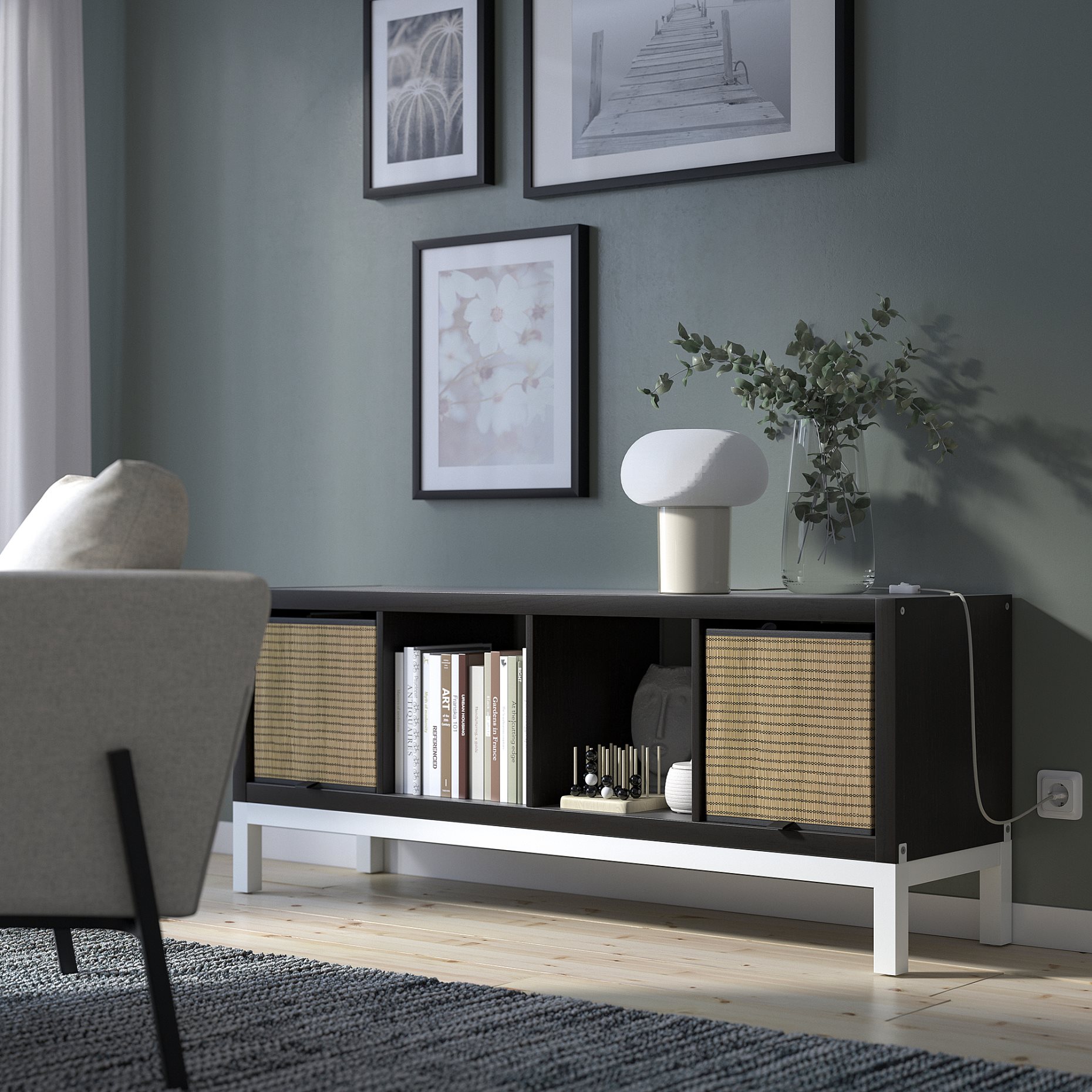 KALLAX, shelving unit with underframe, 147x59 cm, 094.426.64