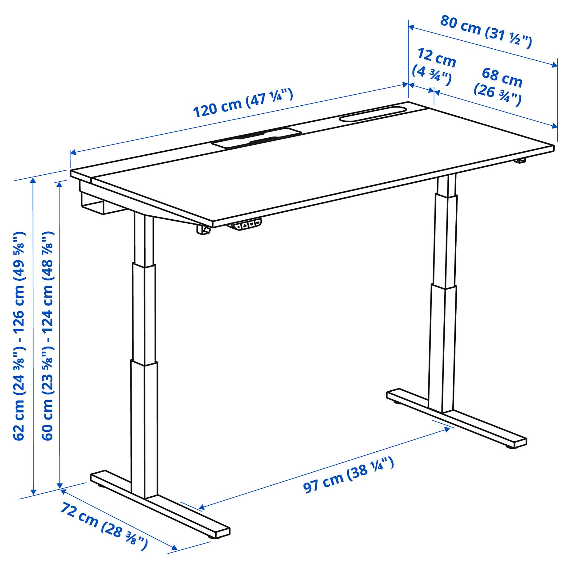 MITTZON, desk sit/stand/electric, 120x80 cm, 095.277.24