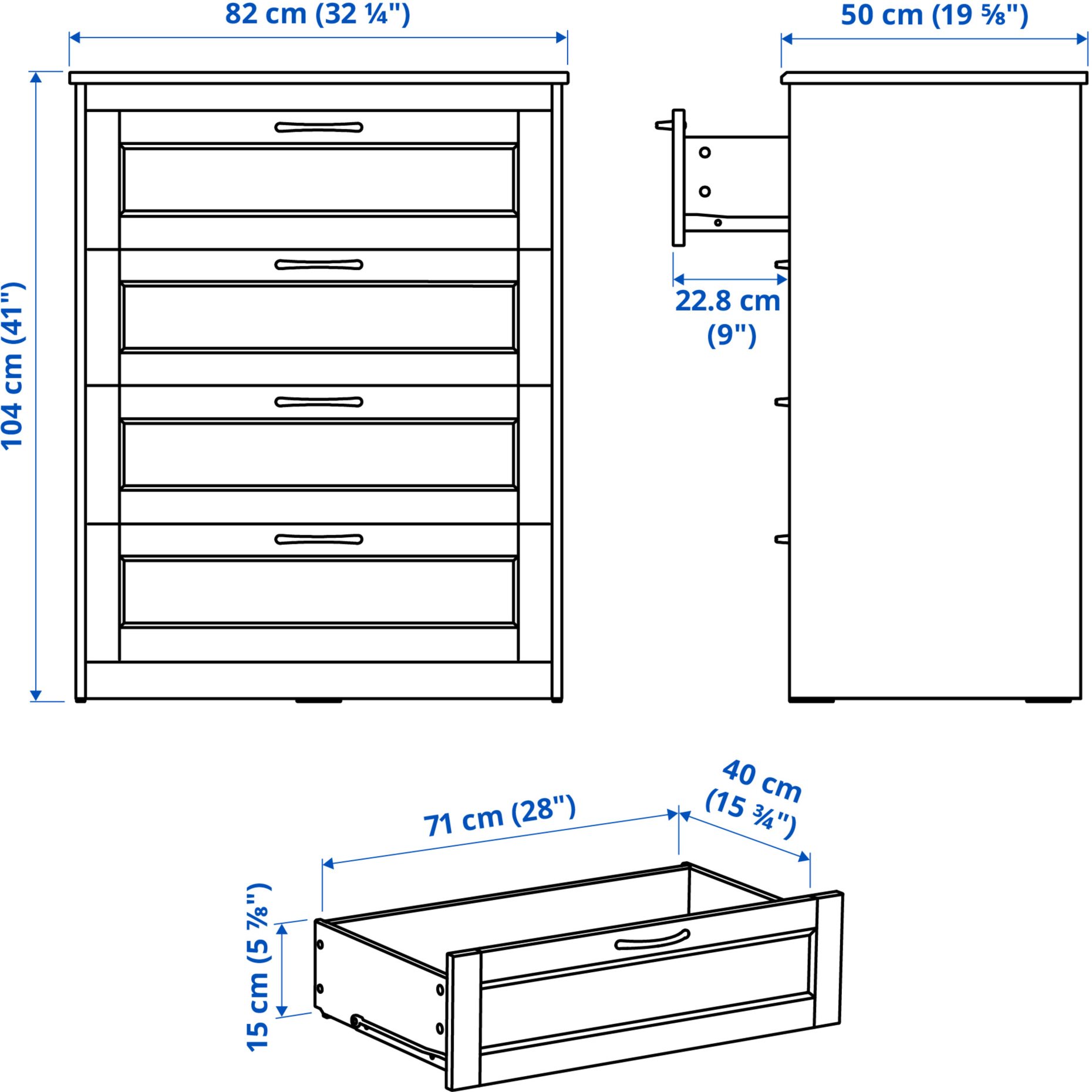 SONGESAND, chest of 4 drawers, 103.667.77