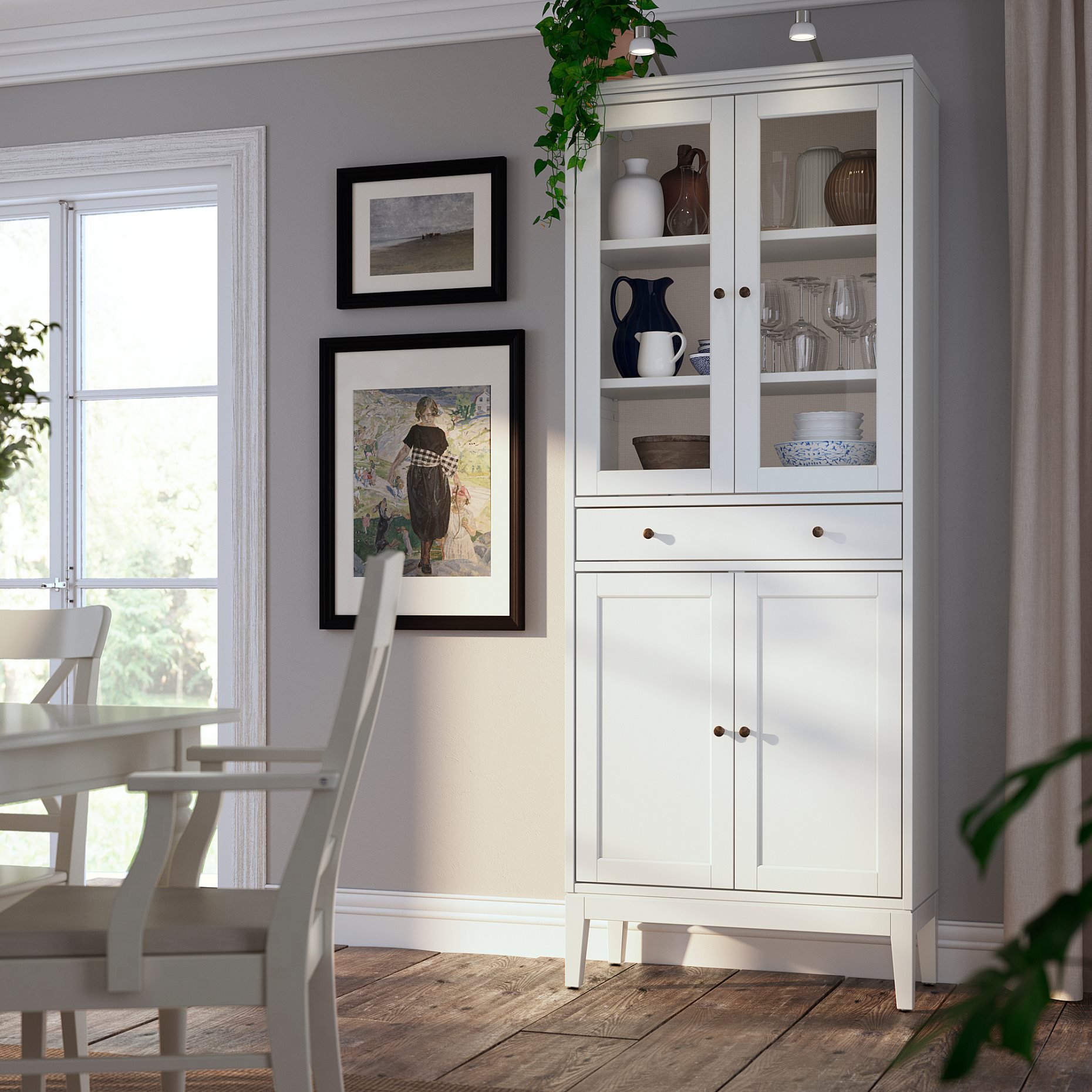 IDANÄS, high cabinet with glass-doors and 1 drawer, 81x39x211 cm, 104.878.40