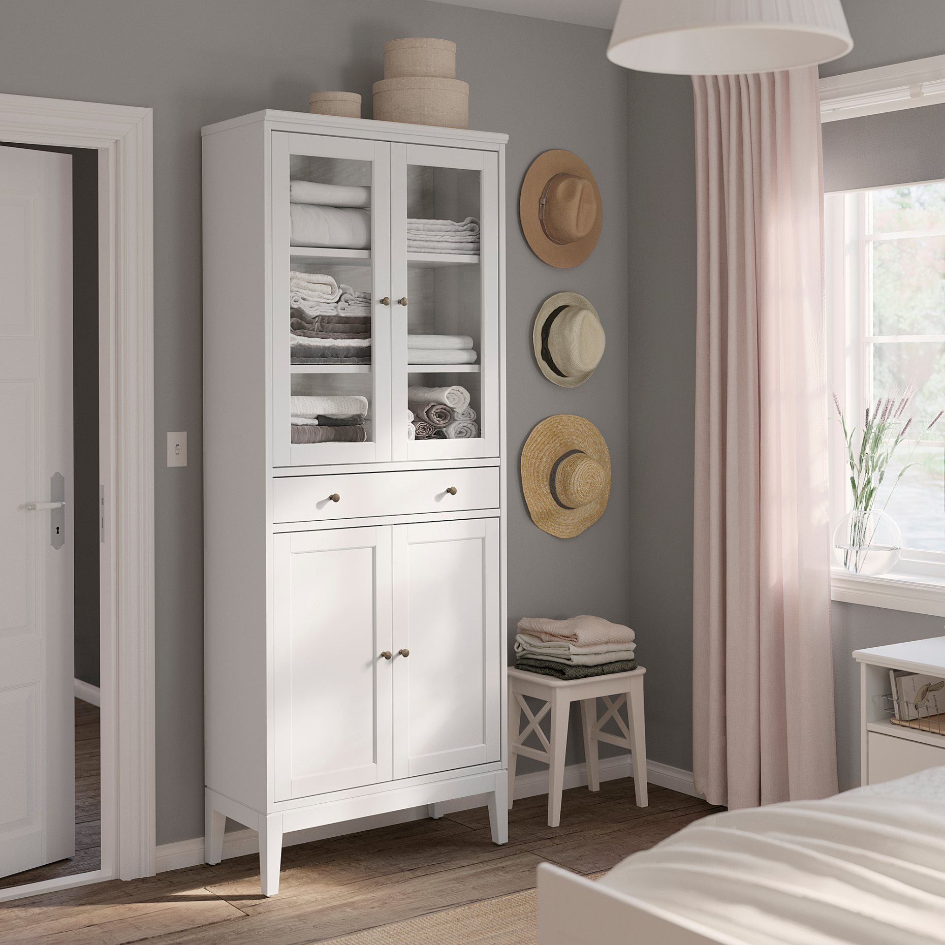 IDANÄS, high cabinet with glass-doors and 1 drawer, 81x39x211 cm, 104.878.40