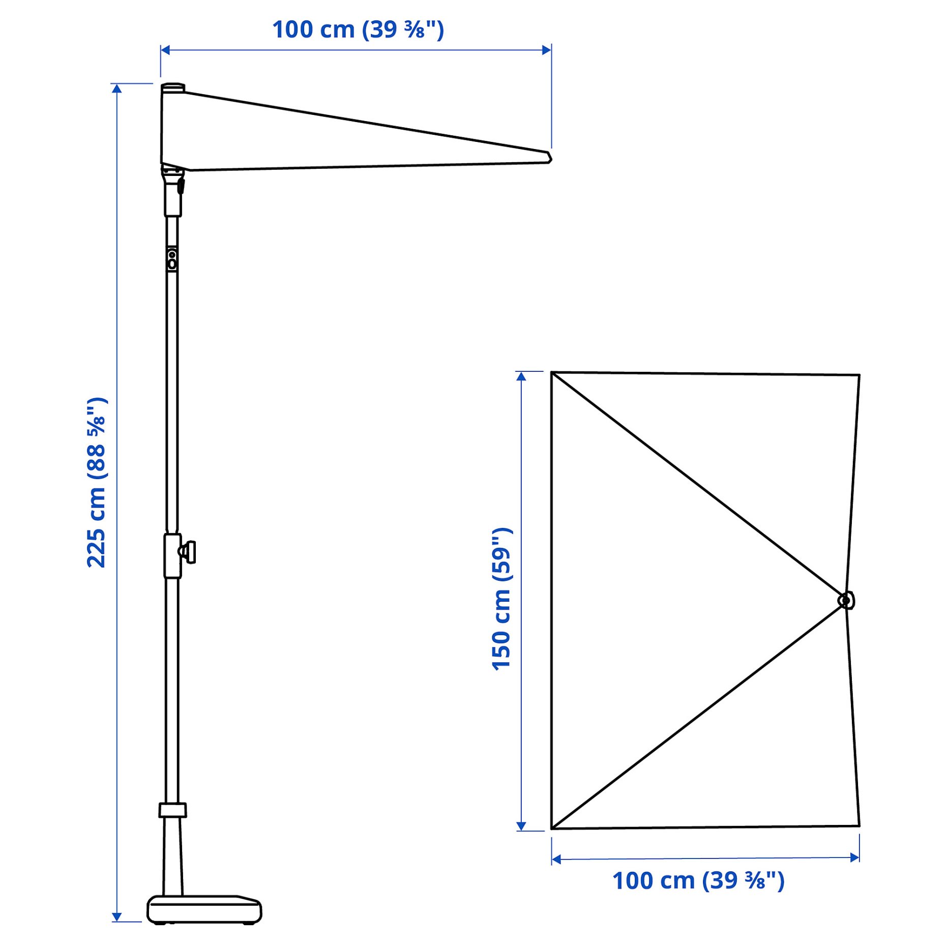 LILLEÖ, parasol, 150x100 cm, 105.046.32