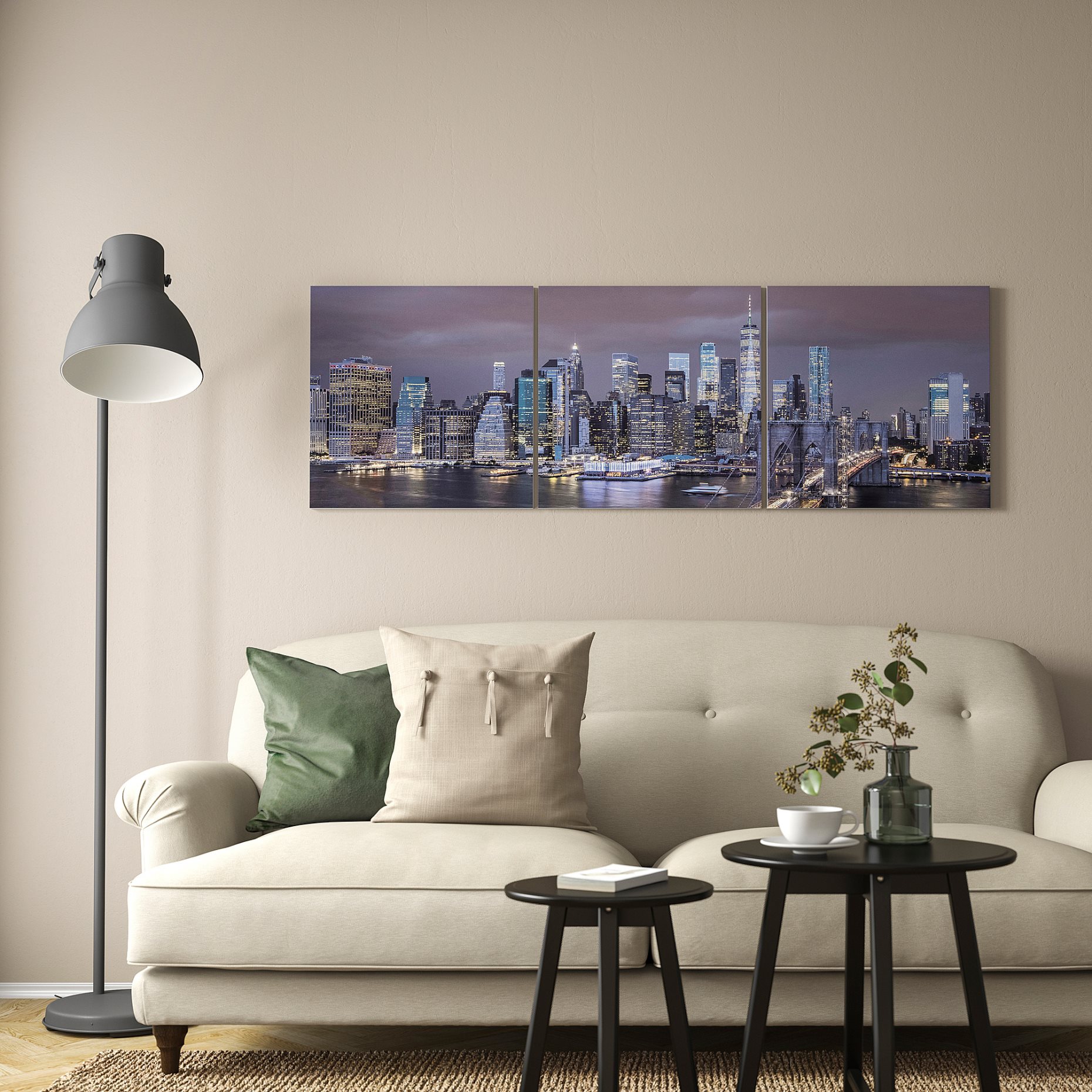 PJÄTTERYD, picture/faded nights/3 pack, 56x56 cm, 105.680.92