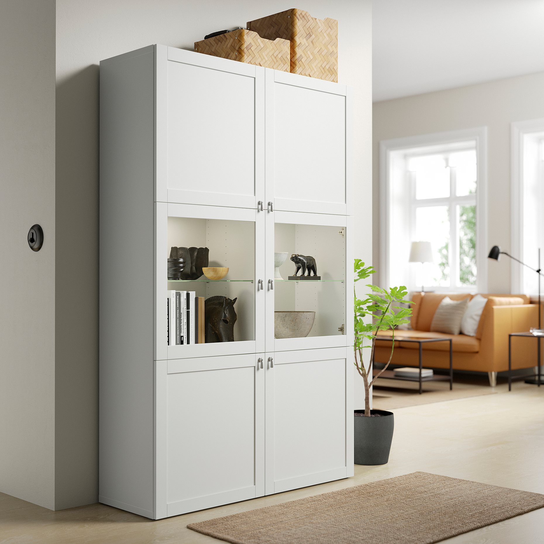 BESTÅ, storage combination w glass doors,, 120x42x193 cm, 190.594.39